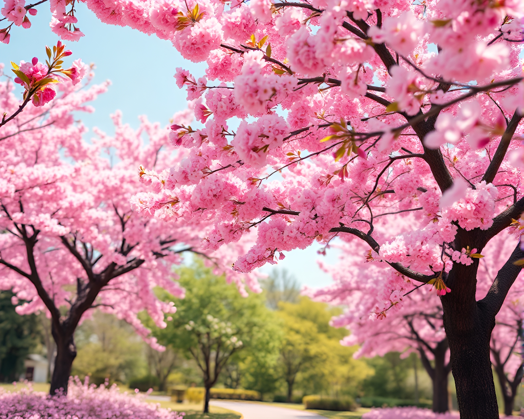 Cherry Blossom Trees in Full Bloom – free AI stock image