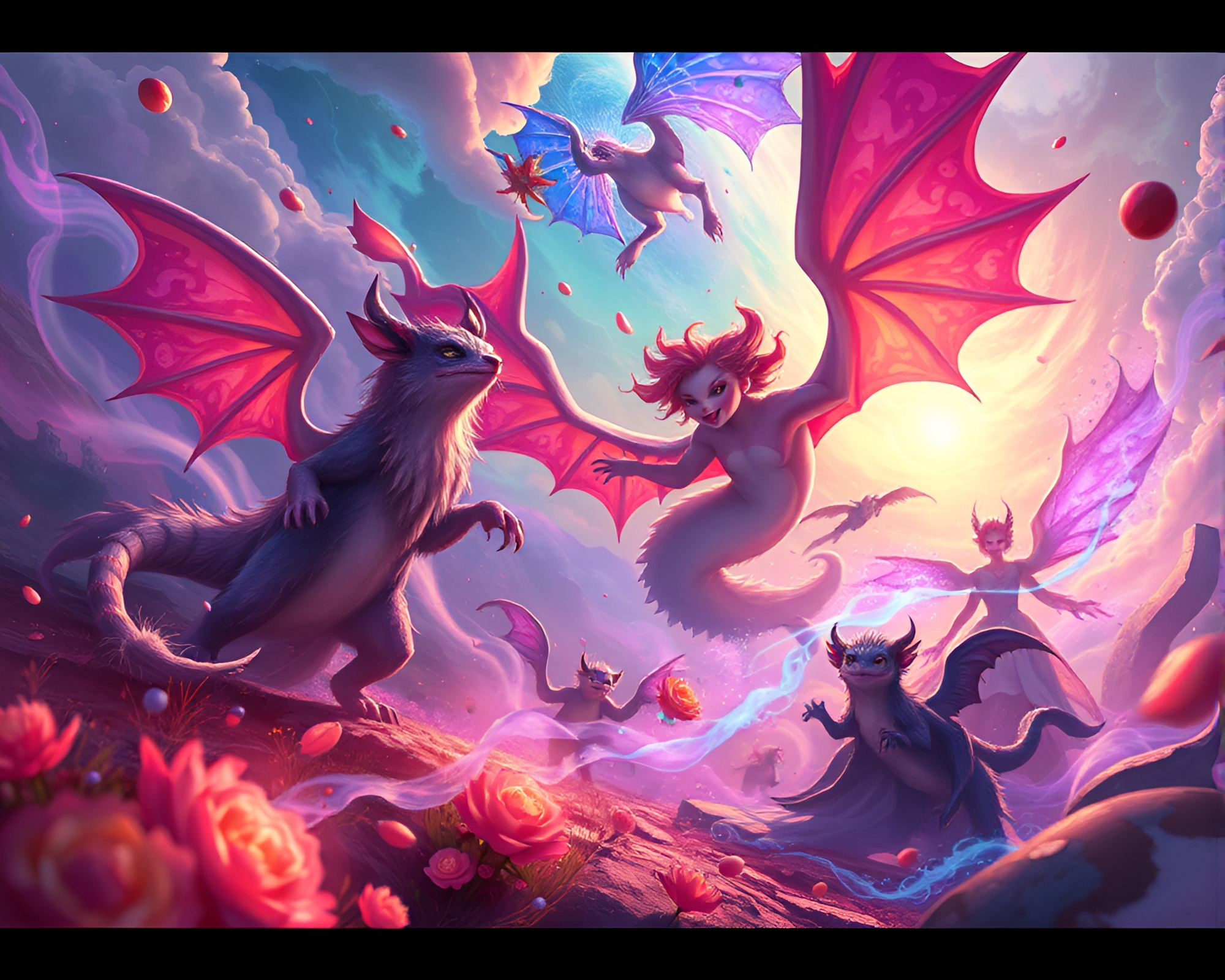 Spectacular Fantasy Display in Whimsical Style – free AI stock image