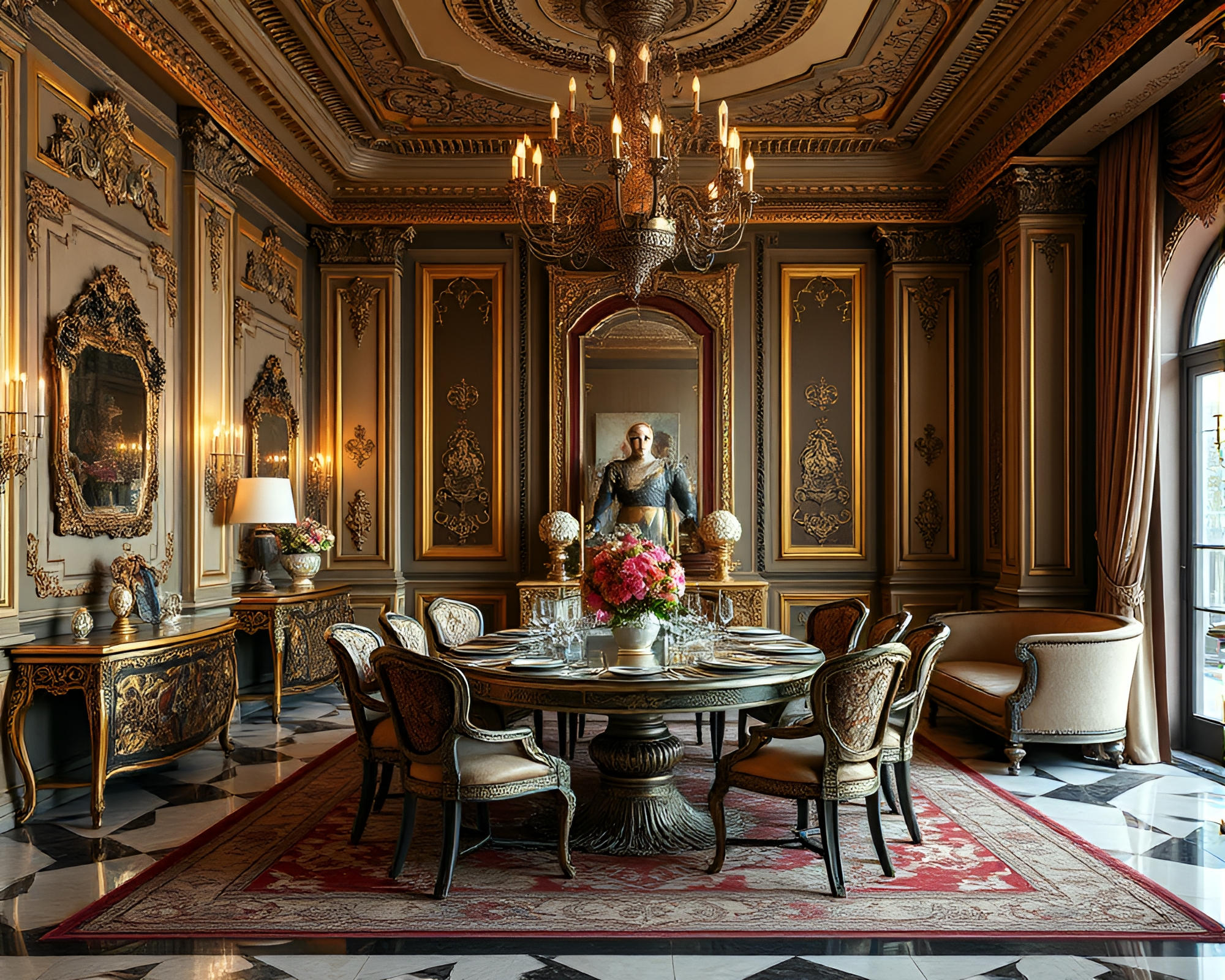 Elegant Dining Room with Luxurious Decor – free AI stock image
