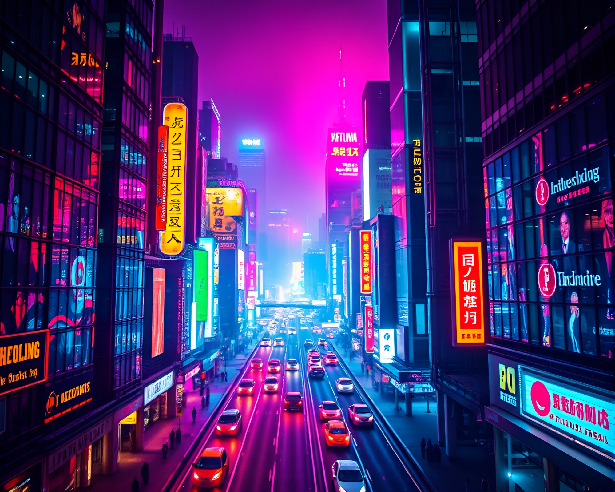 Abstract Neon Cityscape Design Inspiration – free AI stock image