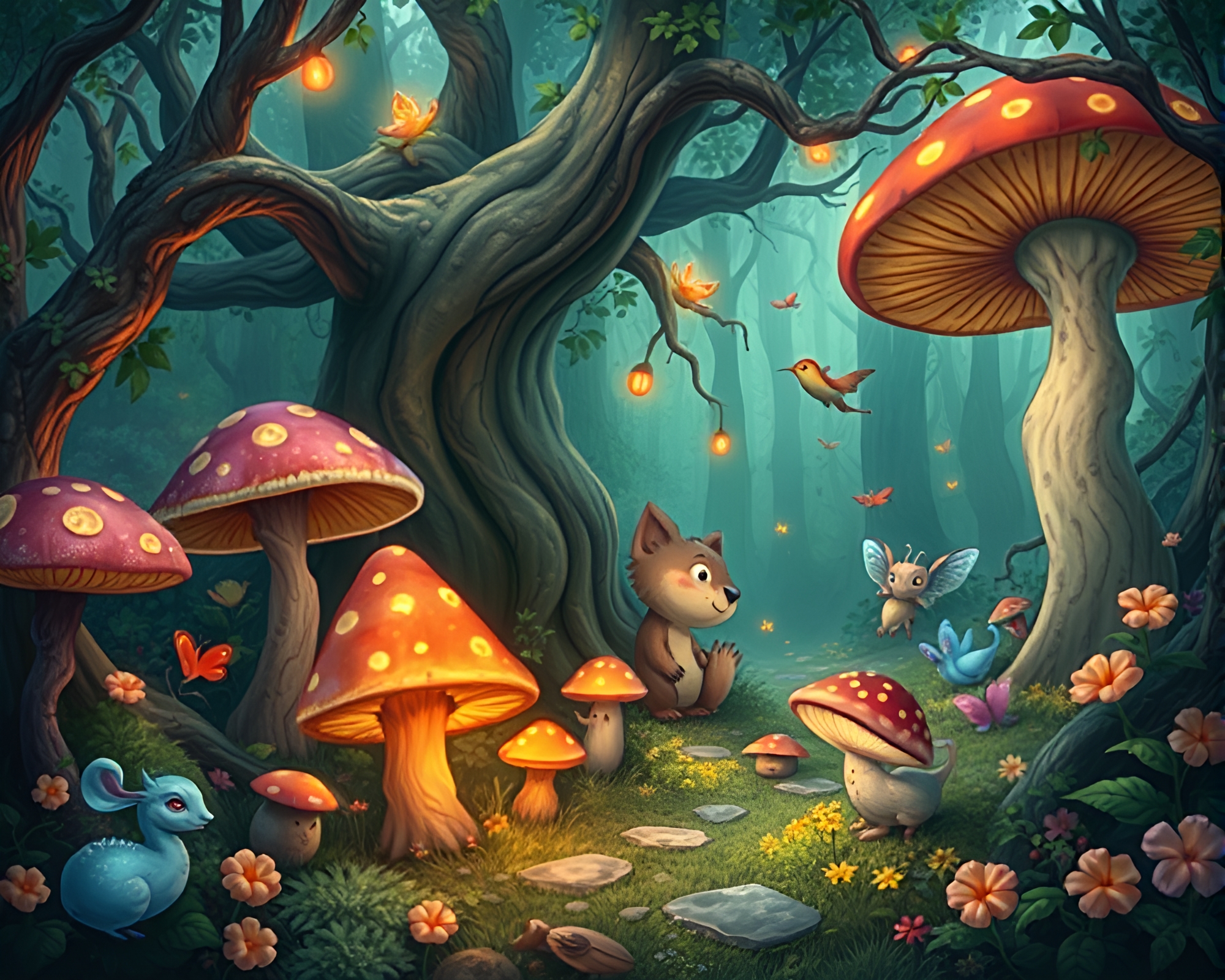 Enchanted Forest Fantasy Illustration – free AI stock image