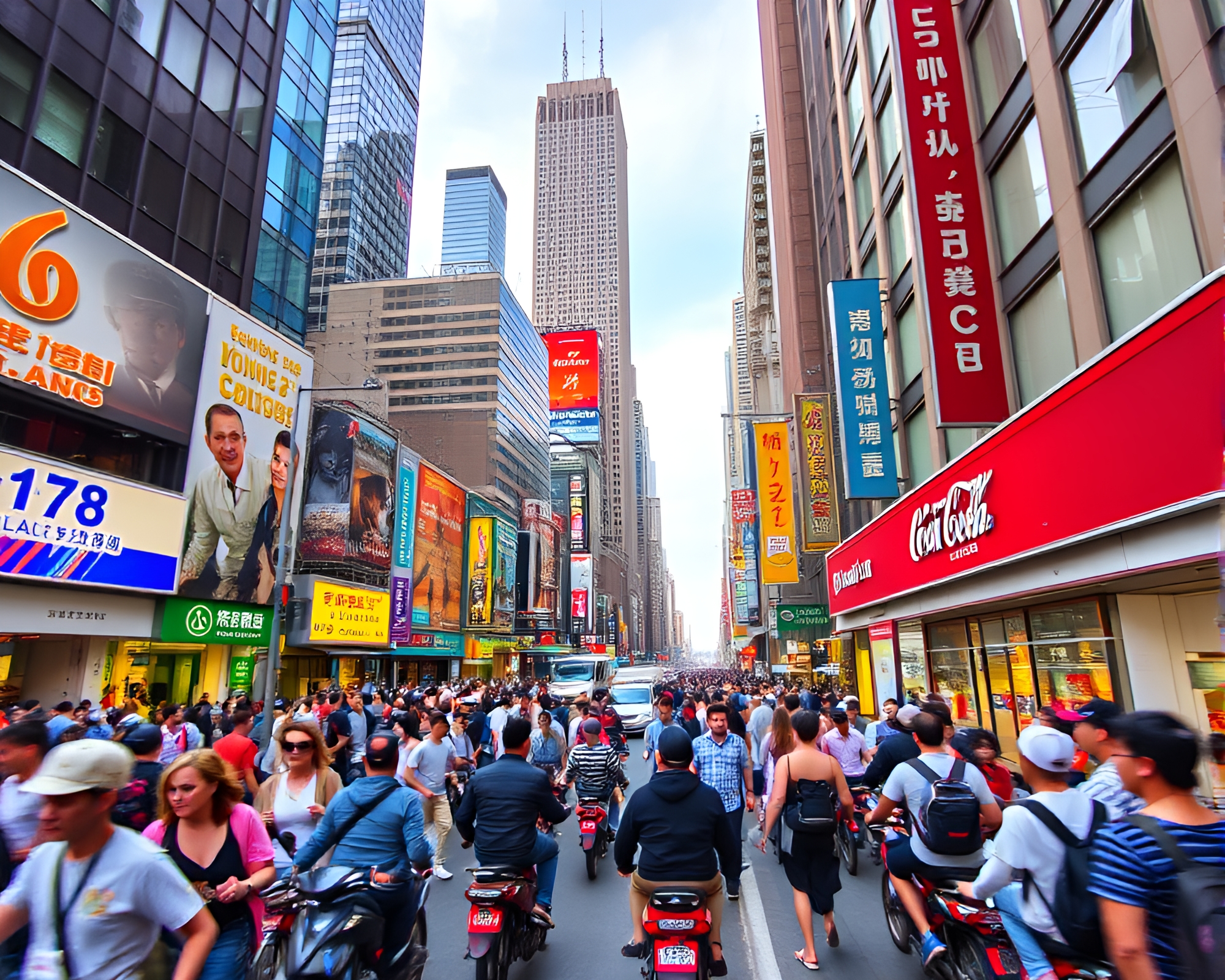 Lively Urban Street Scene Vibrant with Colors – free AI stock image