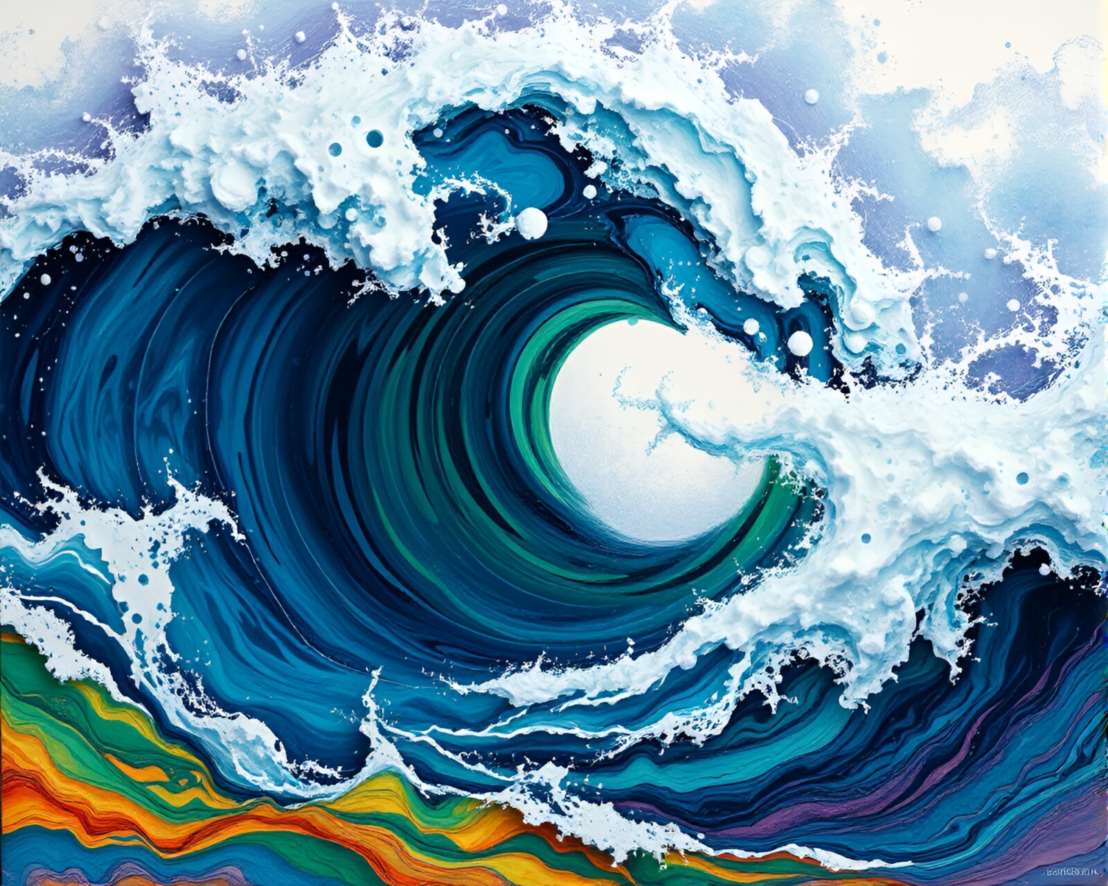 Vibrant image of swirling, ink ocean with charged energy