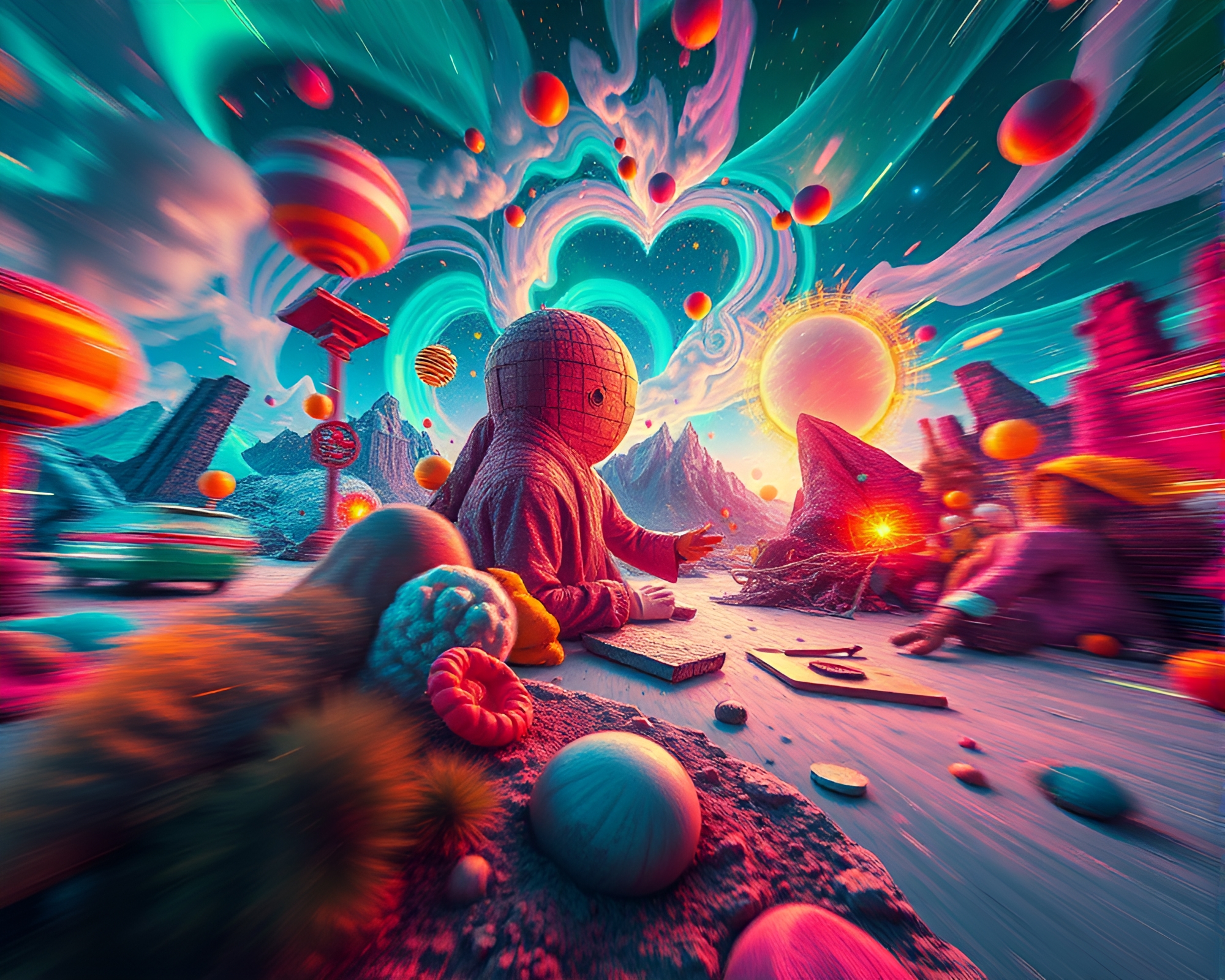 Otherworldly Time-Lapse Motion in Vivid Pop Art – free AI stock image