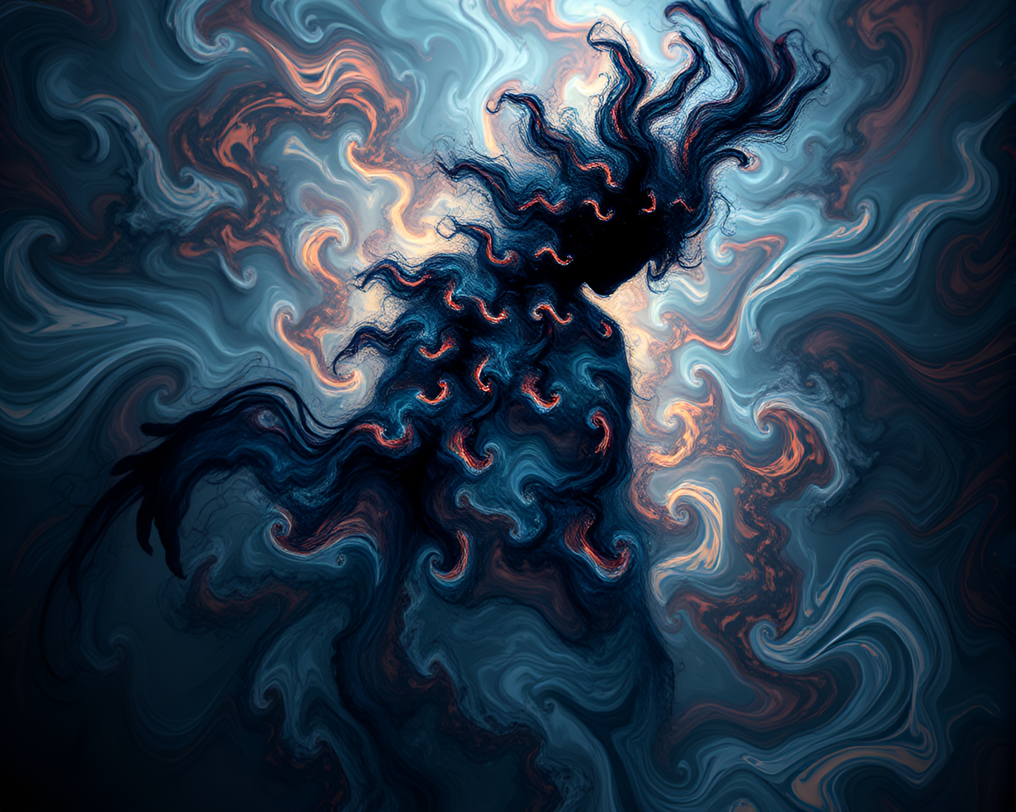 Apocalyptic Figure Merging with Swirling Fractals – free AI stock image