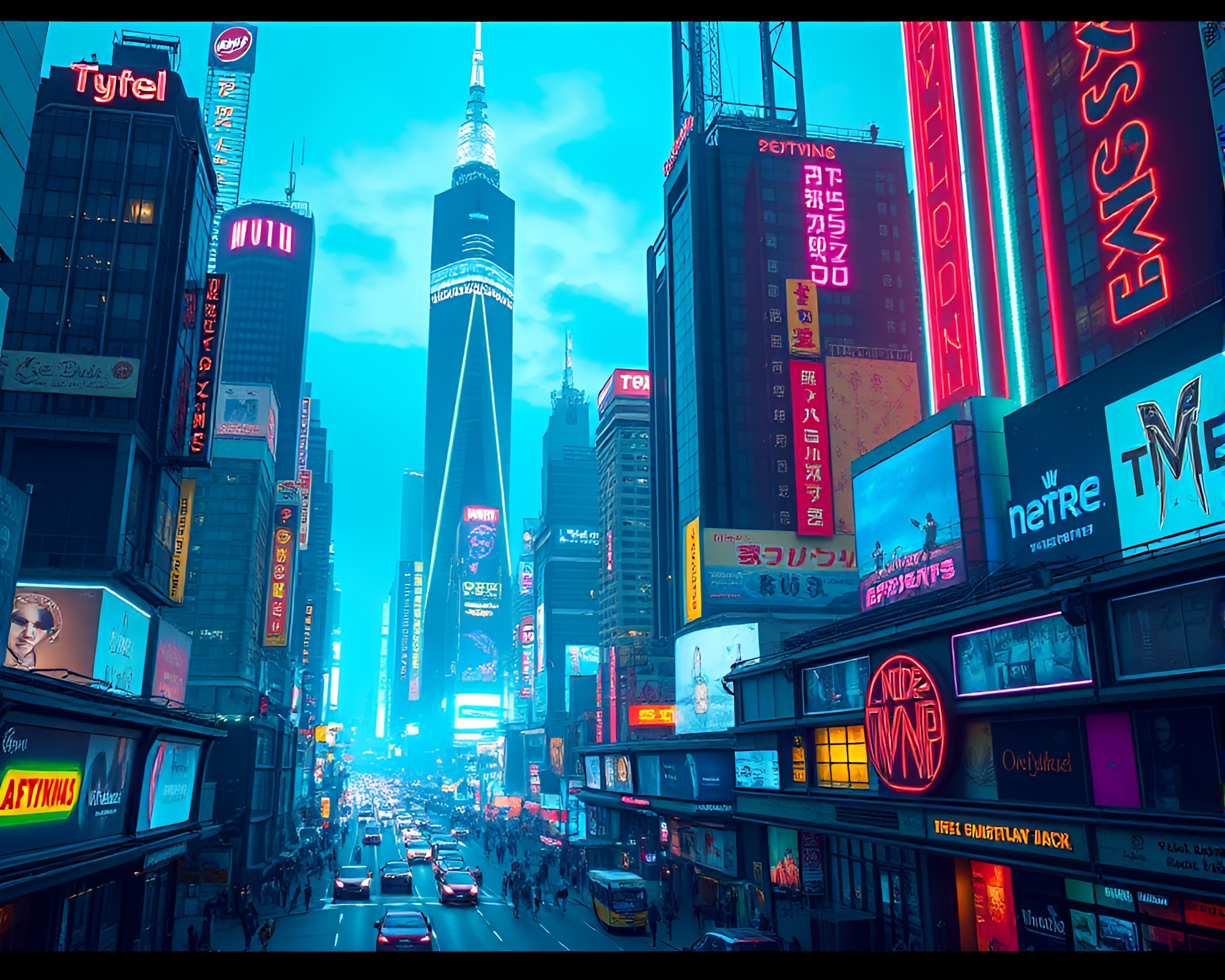 Vibrant Retro-Futuristic Metropolis with Acrylic Skyscrapers – free AI stock image