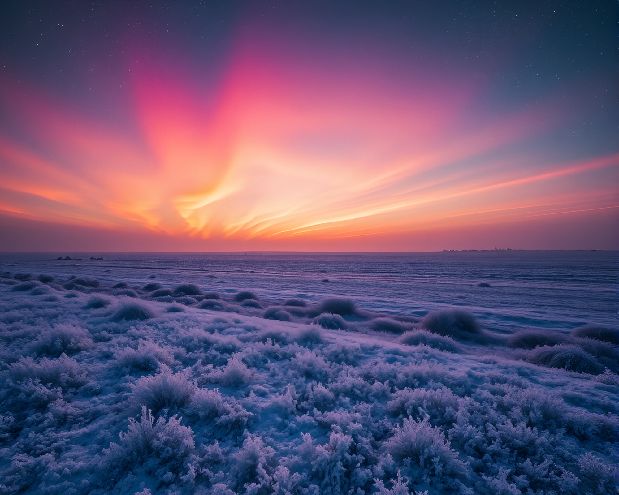 Majestic Bioluminescent Dawn Landscape with Crystal-Crafted Mythical Creature – free AI stock image