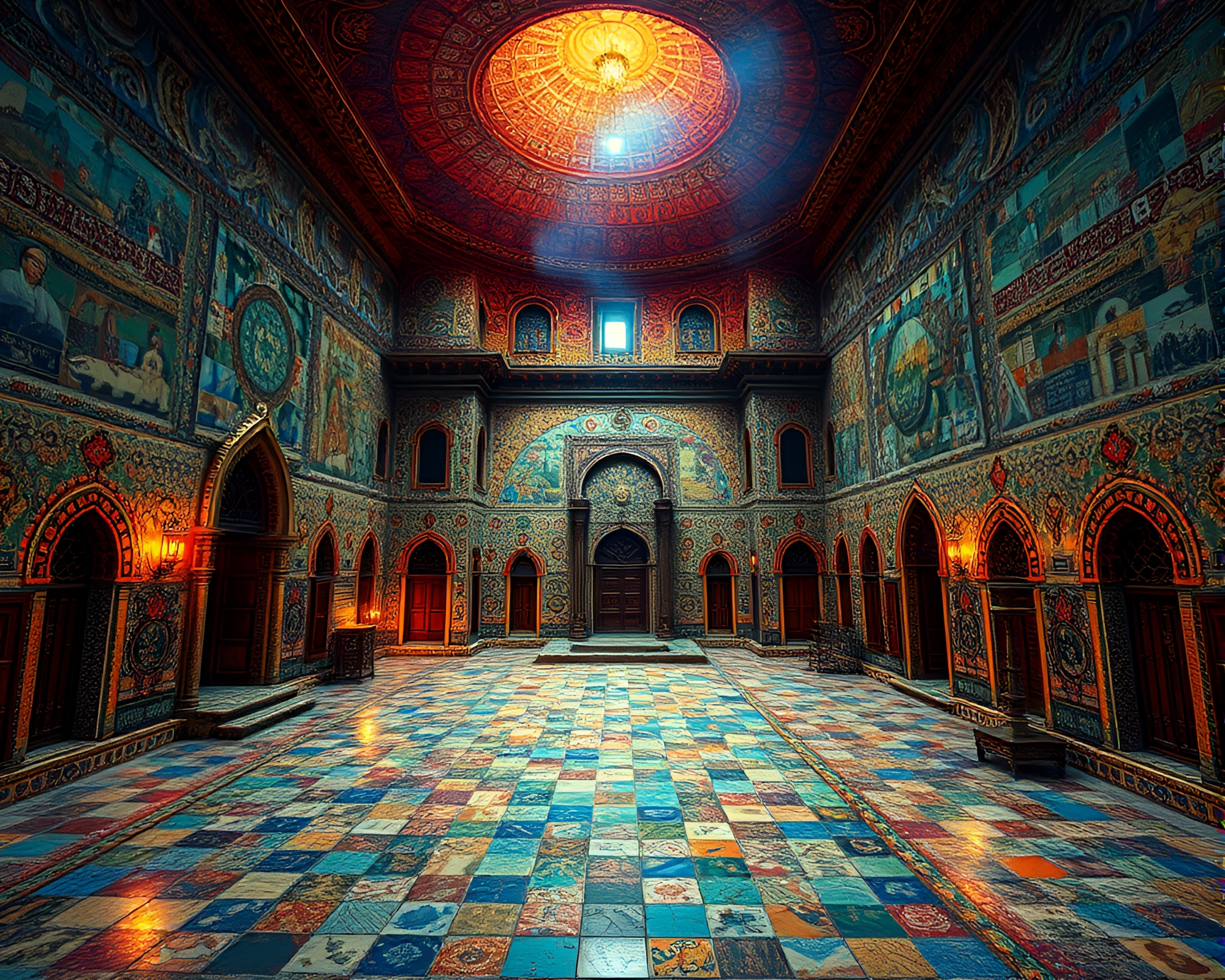 Intricate Memory Palace Mosaic with Vibrant Colors – free AI stock image