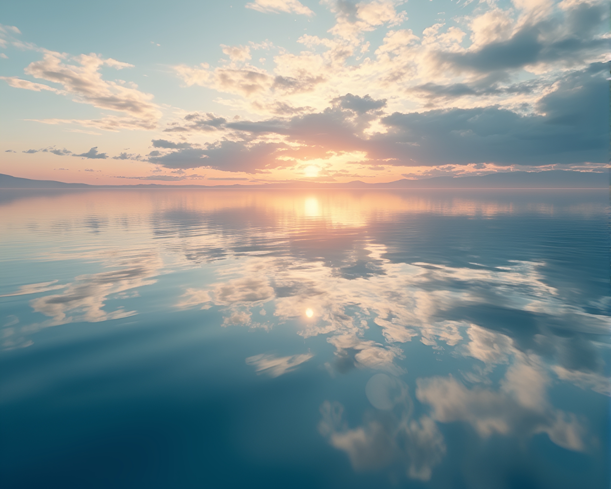 CGI Mirrored Horizon with Tranquil Landscape Reflection – free AI stock image