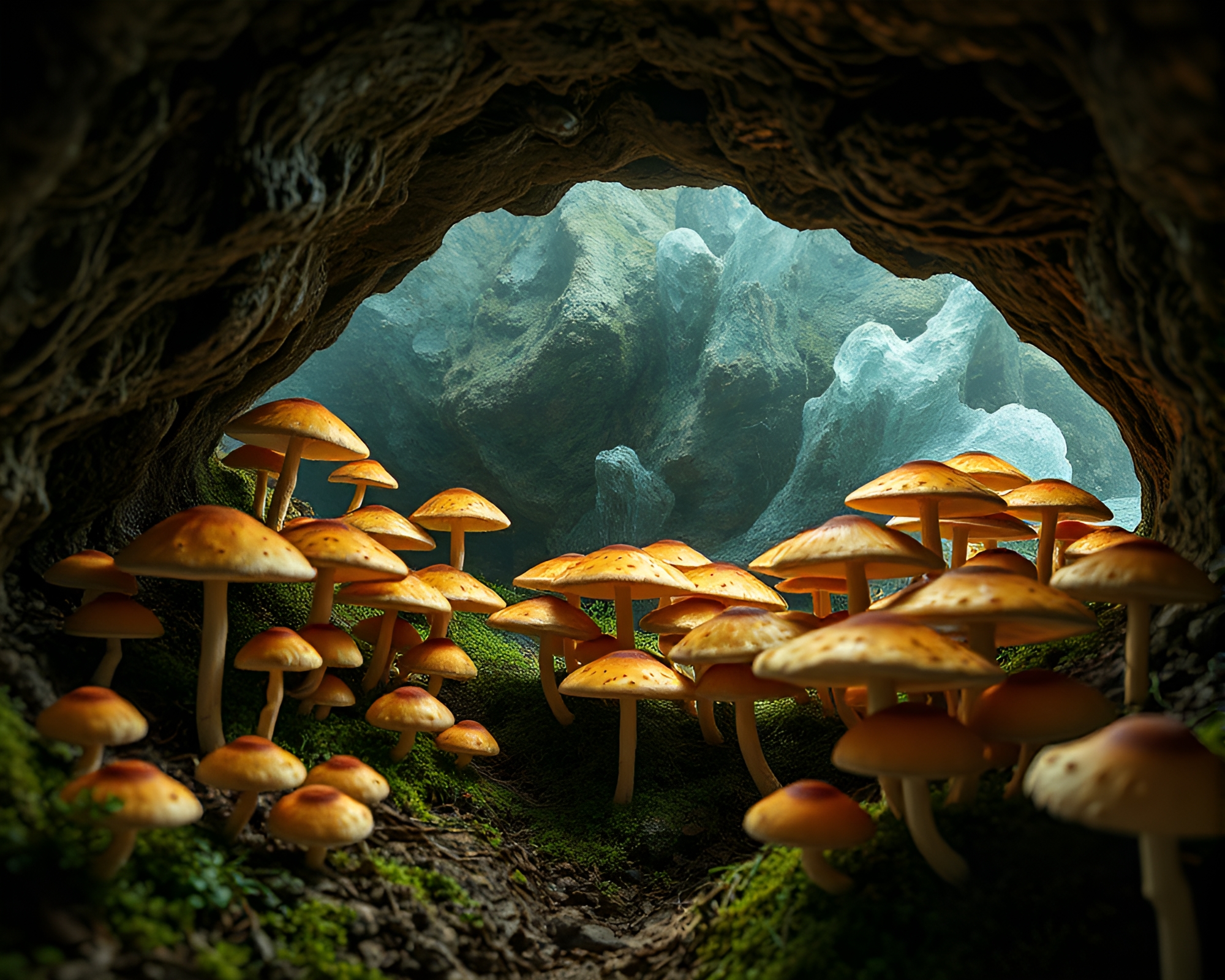 Enchanting Subterranean Fungus Forest Fusion Graphic Design – free AI stock image