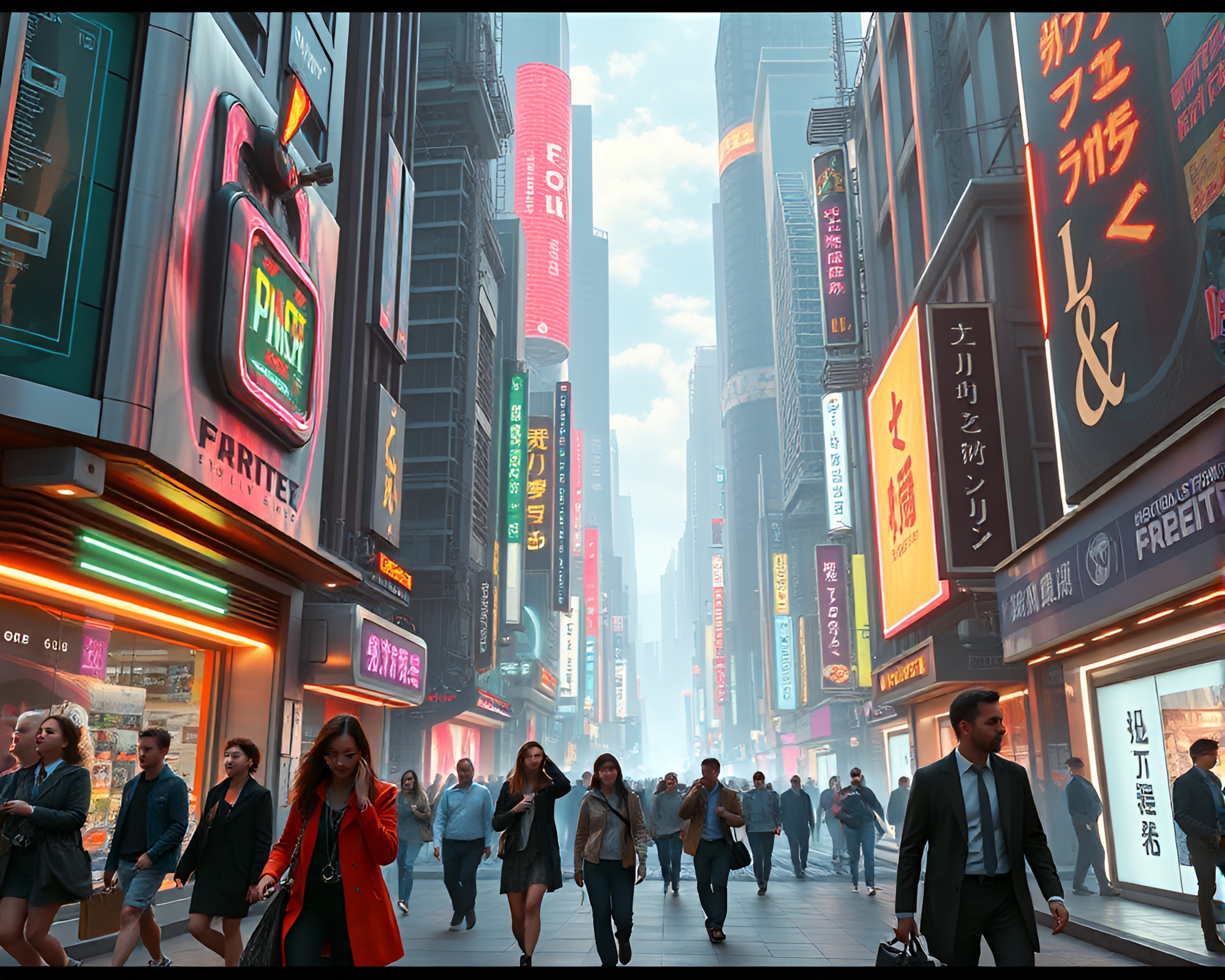 Futuristic Urban Skyline with Neon-Lit Streets – free AI stock image