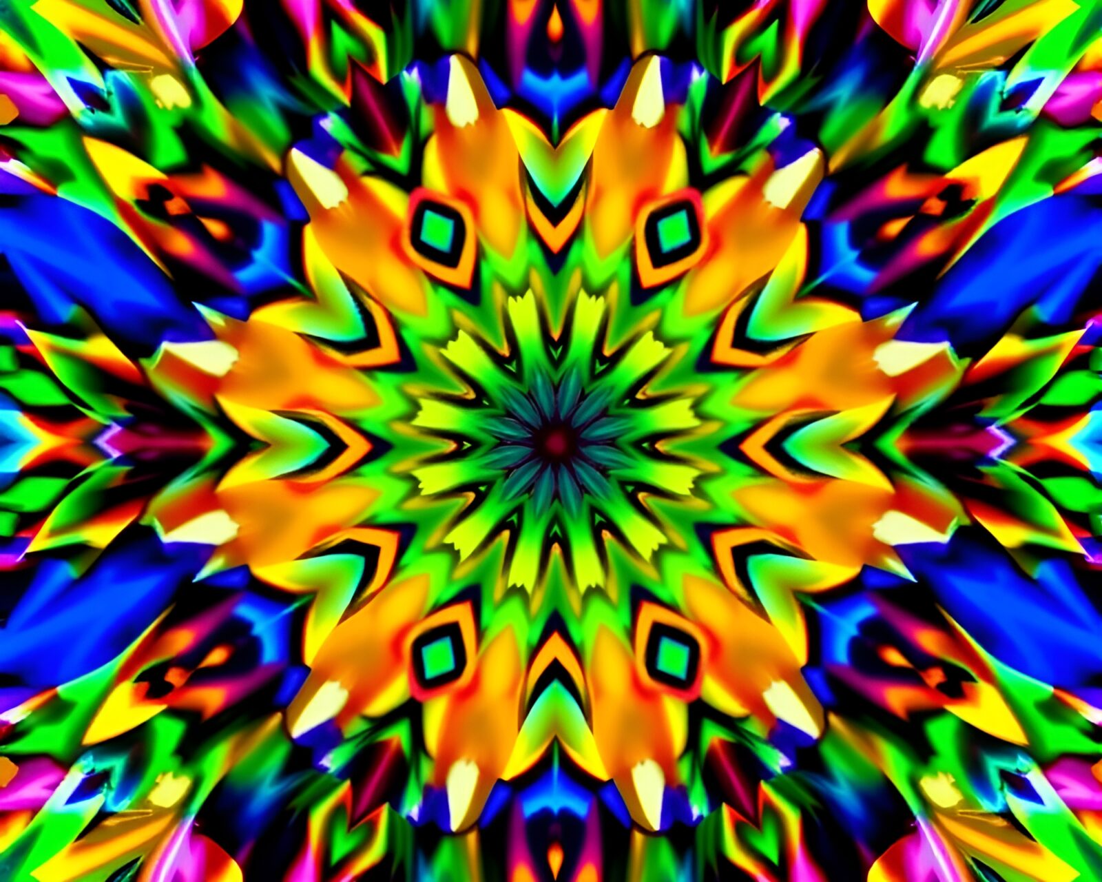 Colorful fractal geometric design with vibrant hues and intricate patterns