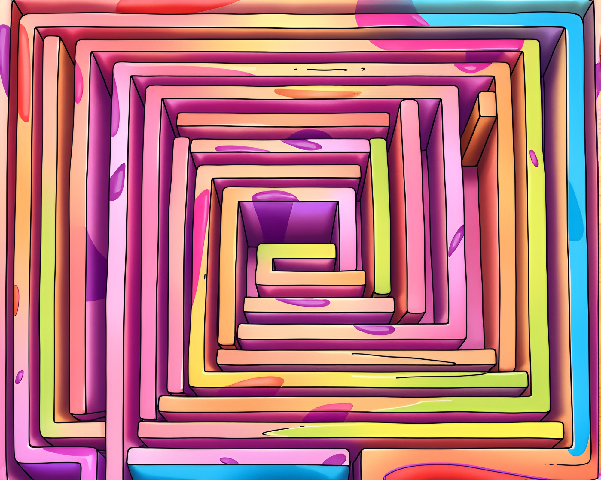 Whimsical Candy-Colored Maze Design – free AI stock image
