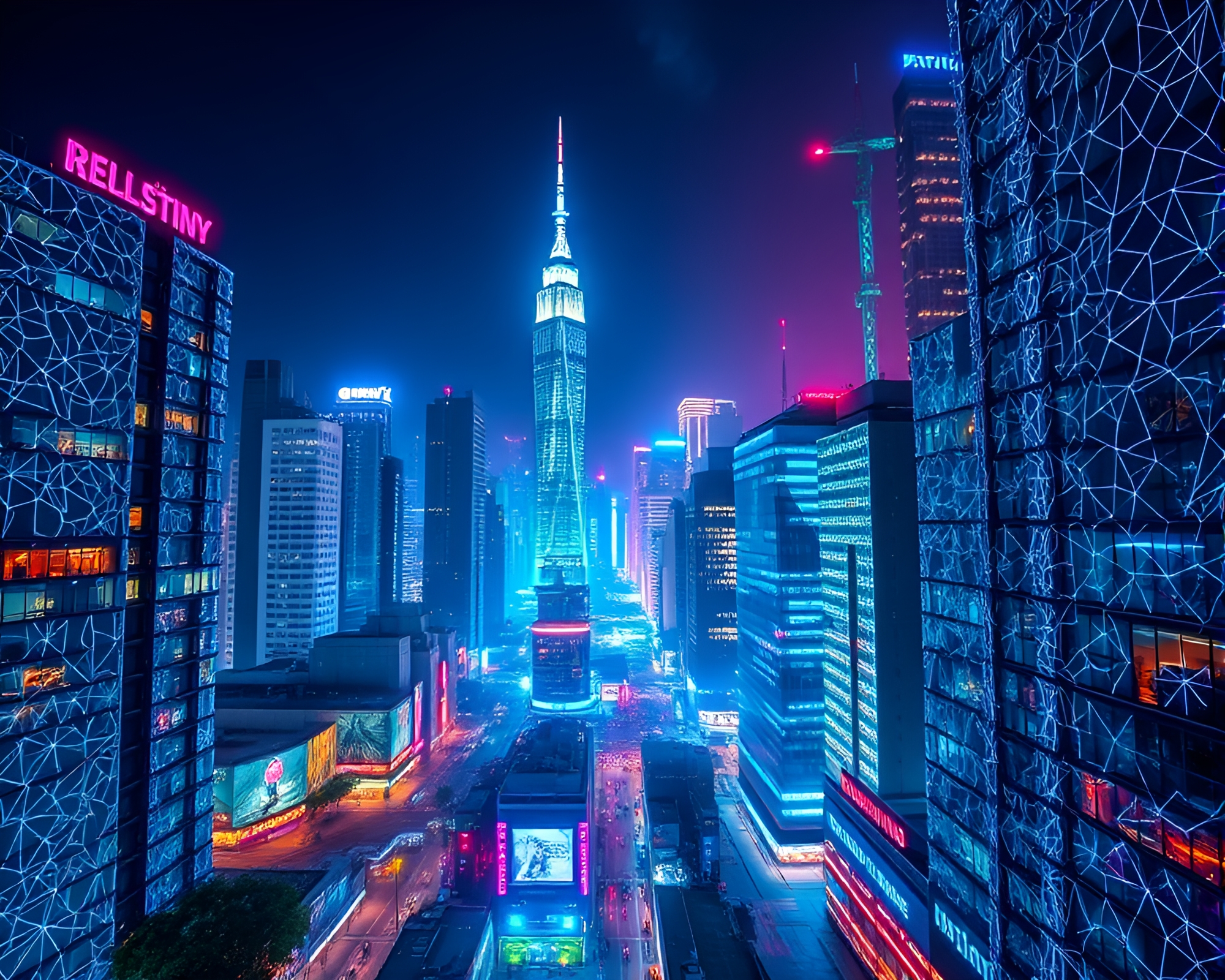 Vibrant Bioluminescent Cityscape: Futuristic Nighttime Marvel – free AI stock image