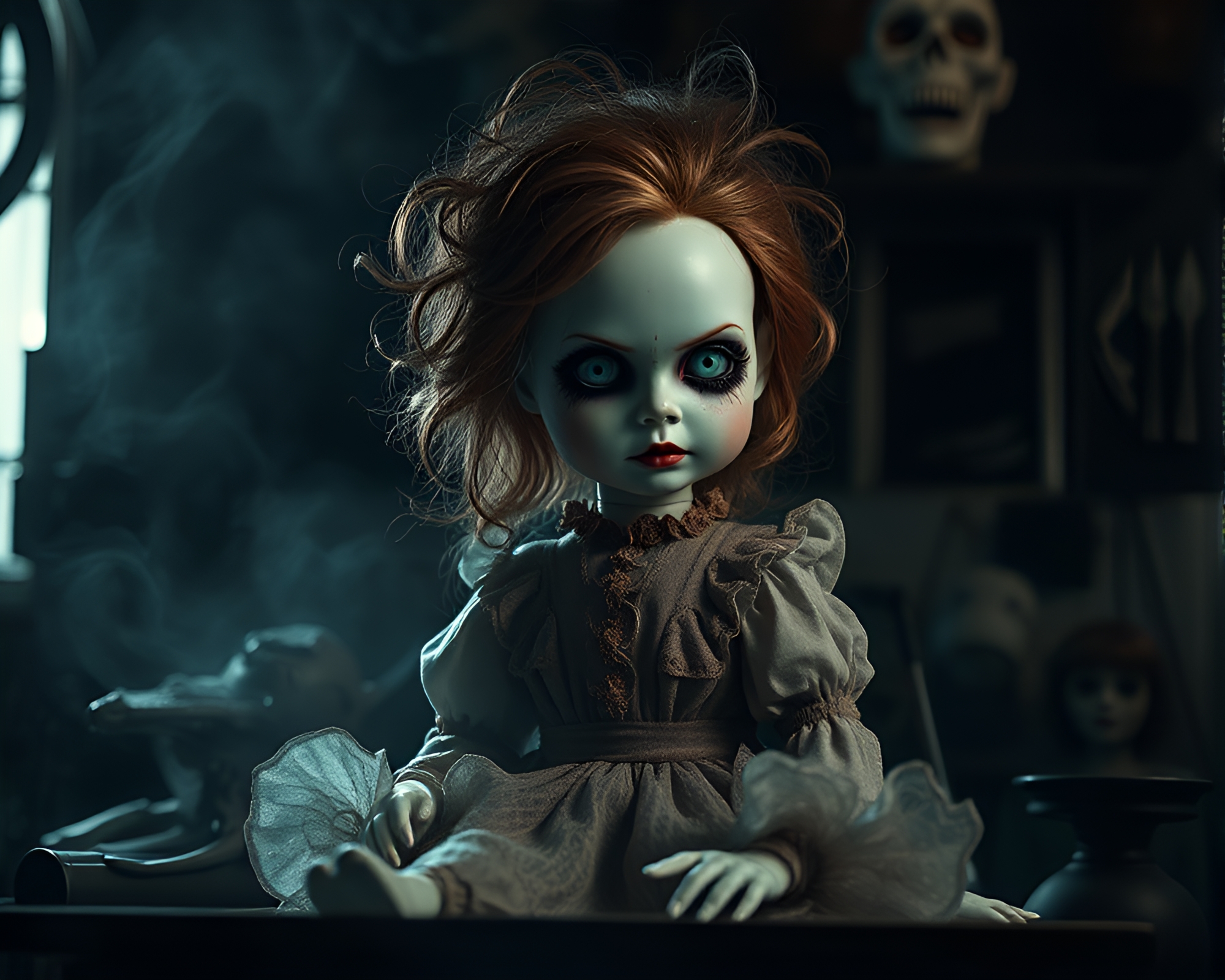 Intricately Crafted Haunting Doll Macro Photography – free AI stock image