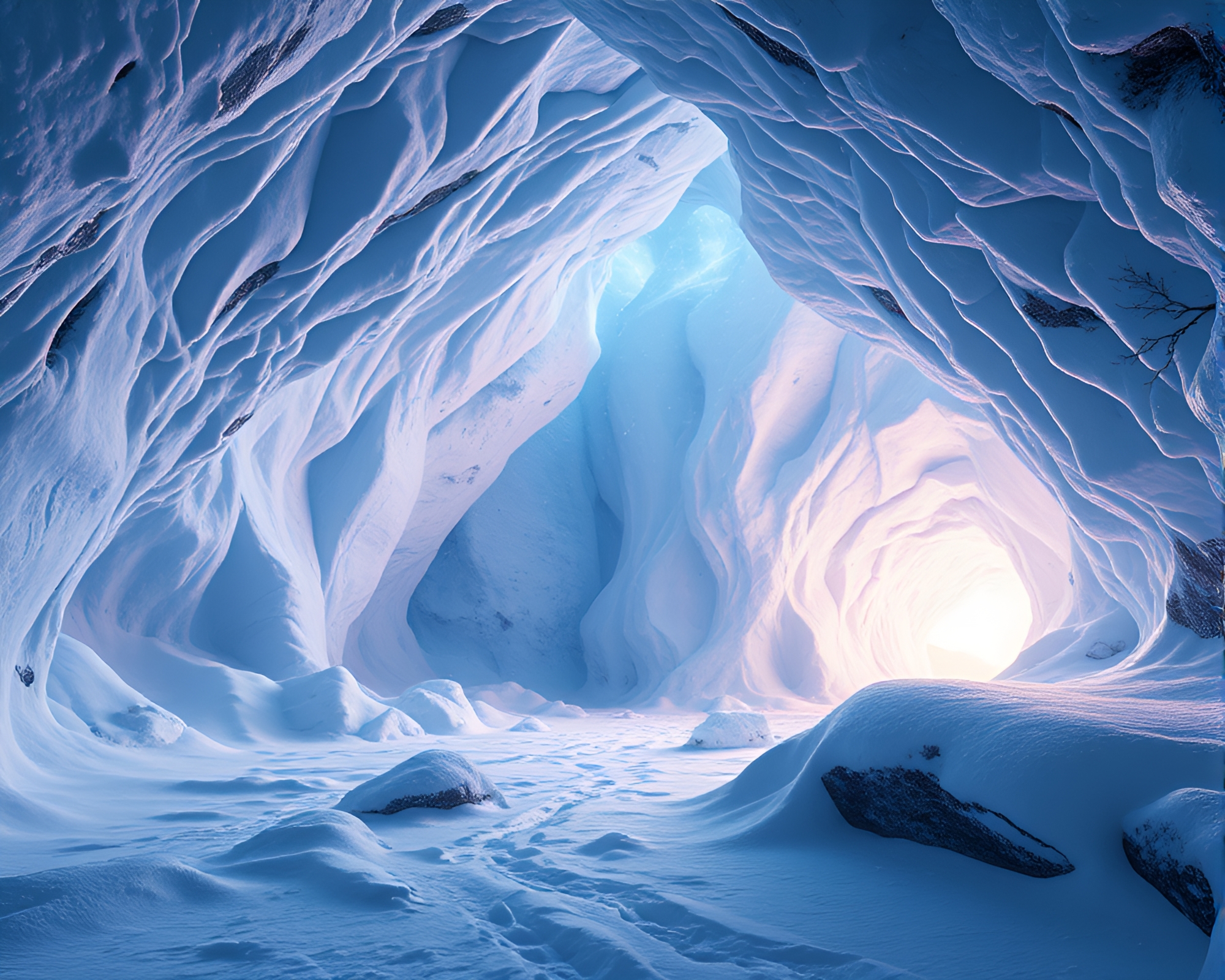 Mesmerizing Winter Wonderland in Ice Prism Cavern – free AI stock image