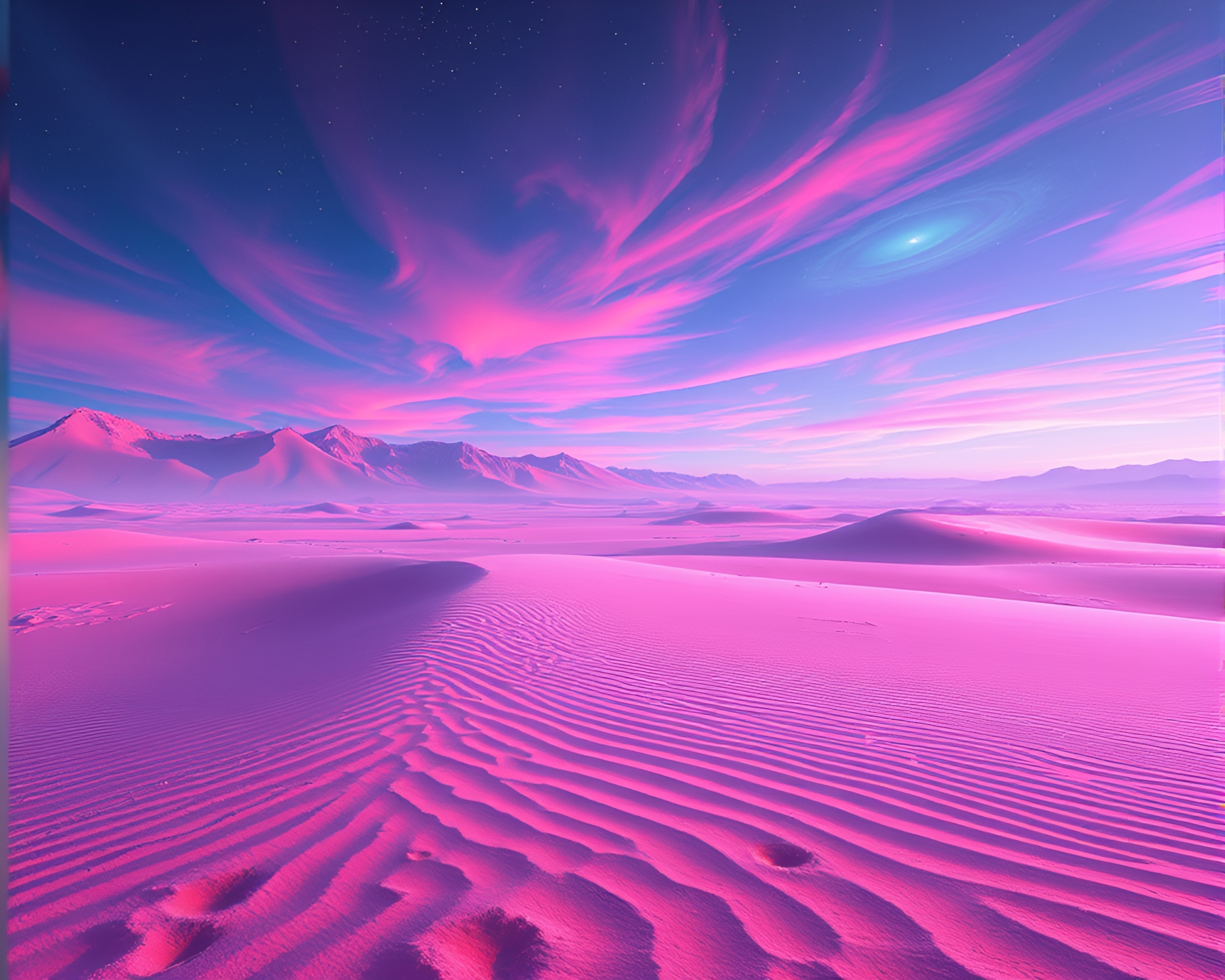 Vibrant Crystalline Desert Matte Painting with Tranquil Stillness – free AI stock image