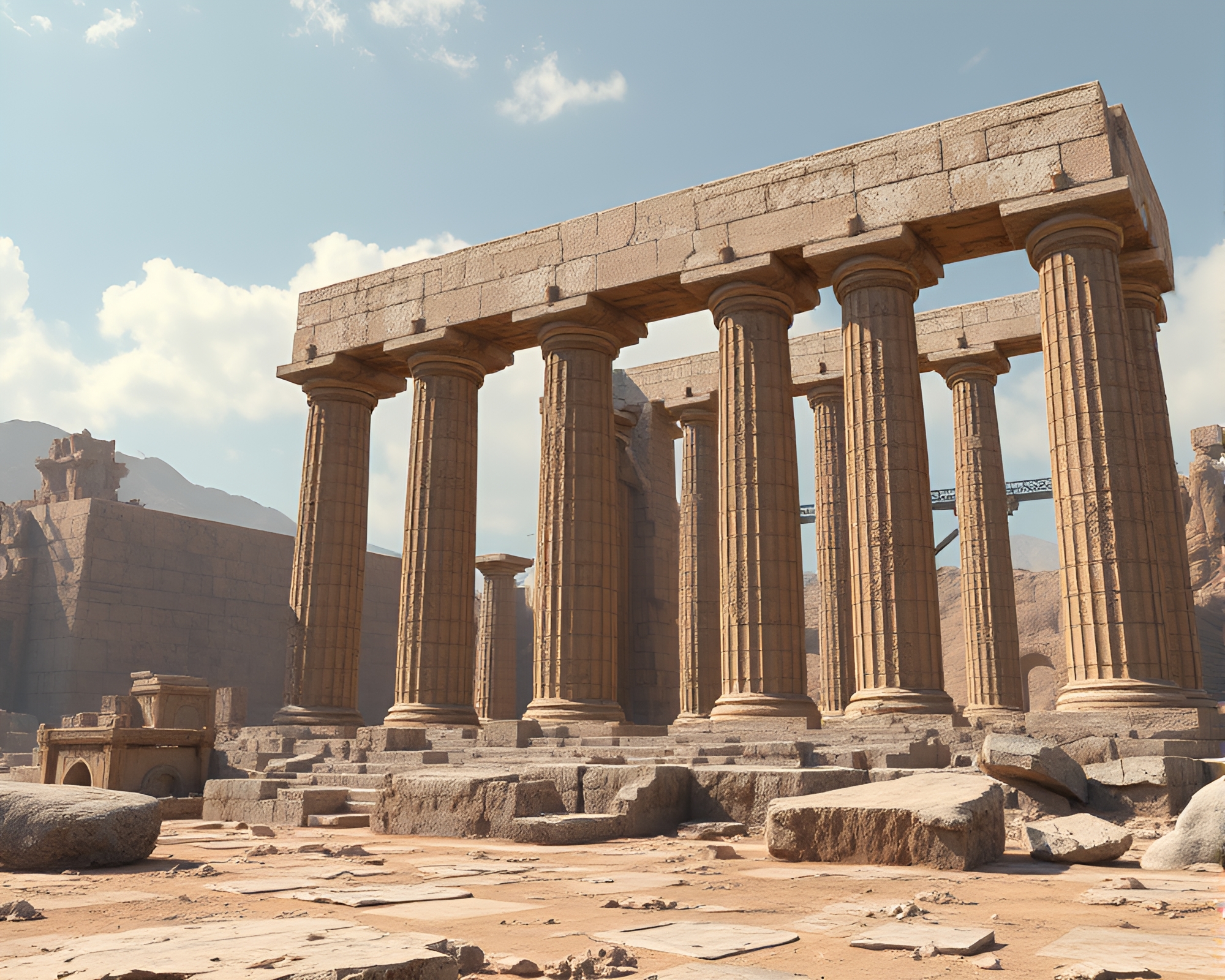 Dystopian Future: 3D Ancient Monolithic Ruins Render – free AI stock image