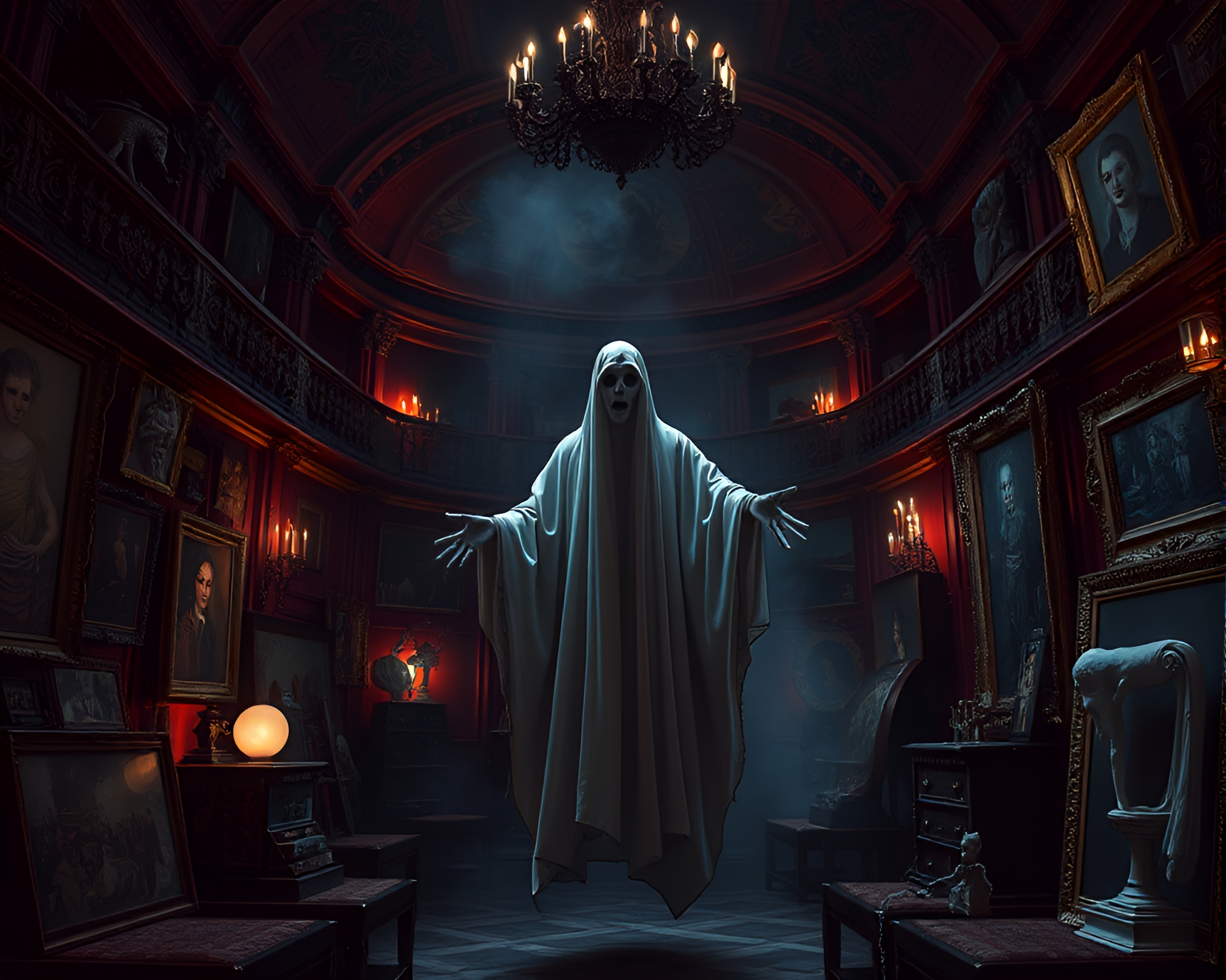 Ethereal Phantom in Modern Art Opera House – free AI stock image