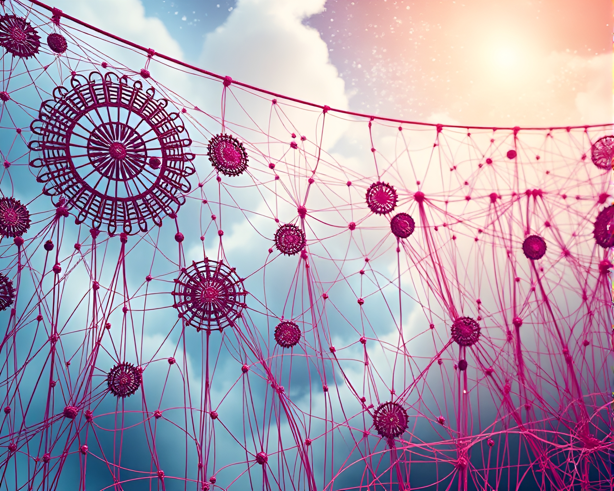 Colorful Abstract Cosmic String Tapestry in Airy Space – free AI stock image