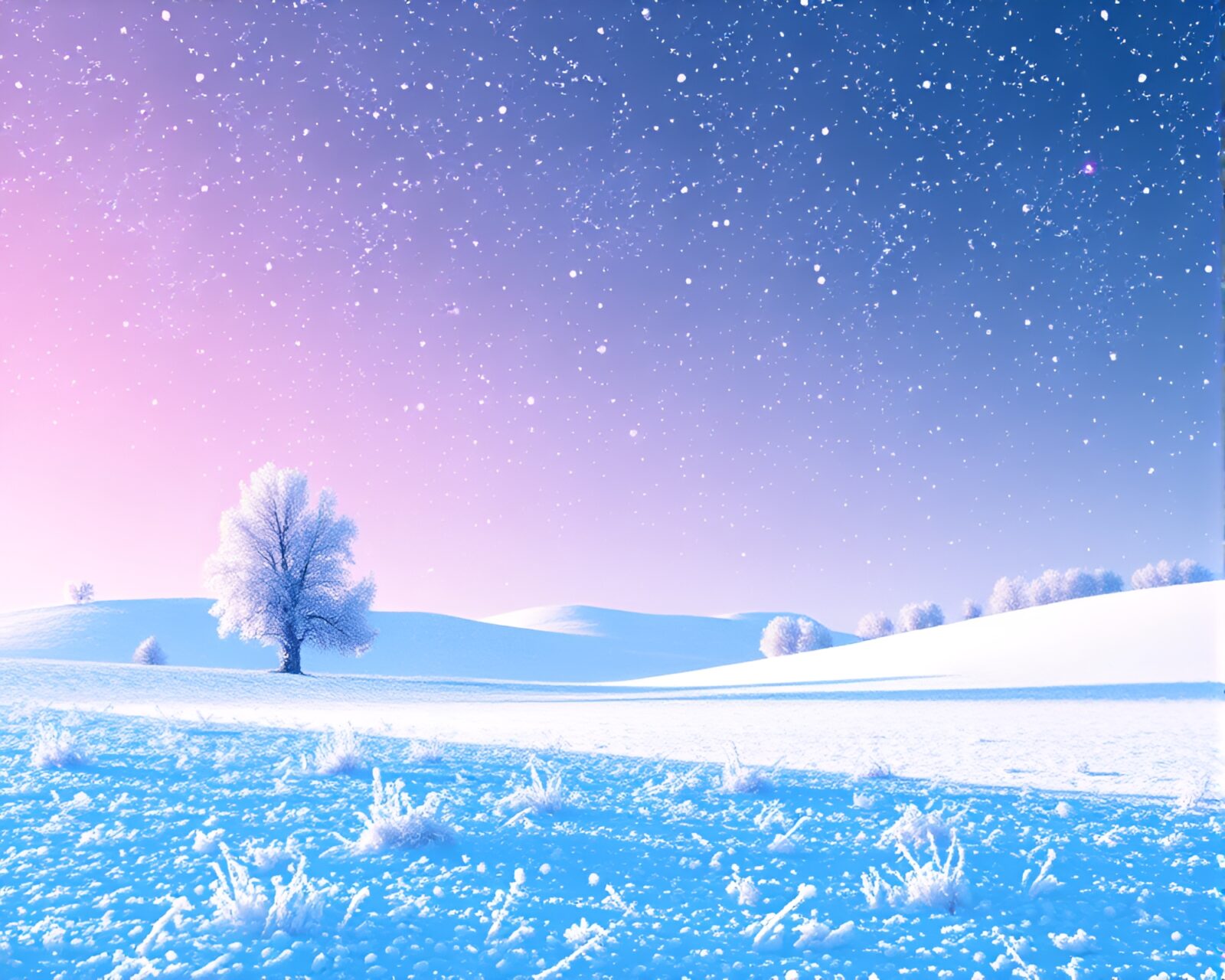 Ethereal 8-bit glitch art of glittering frost plains landscape
