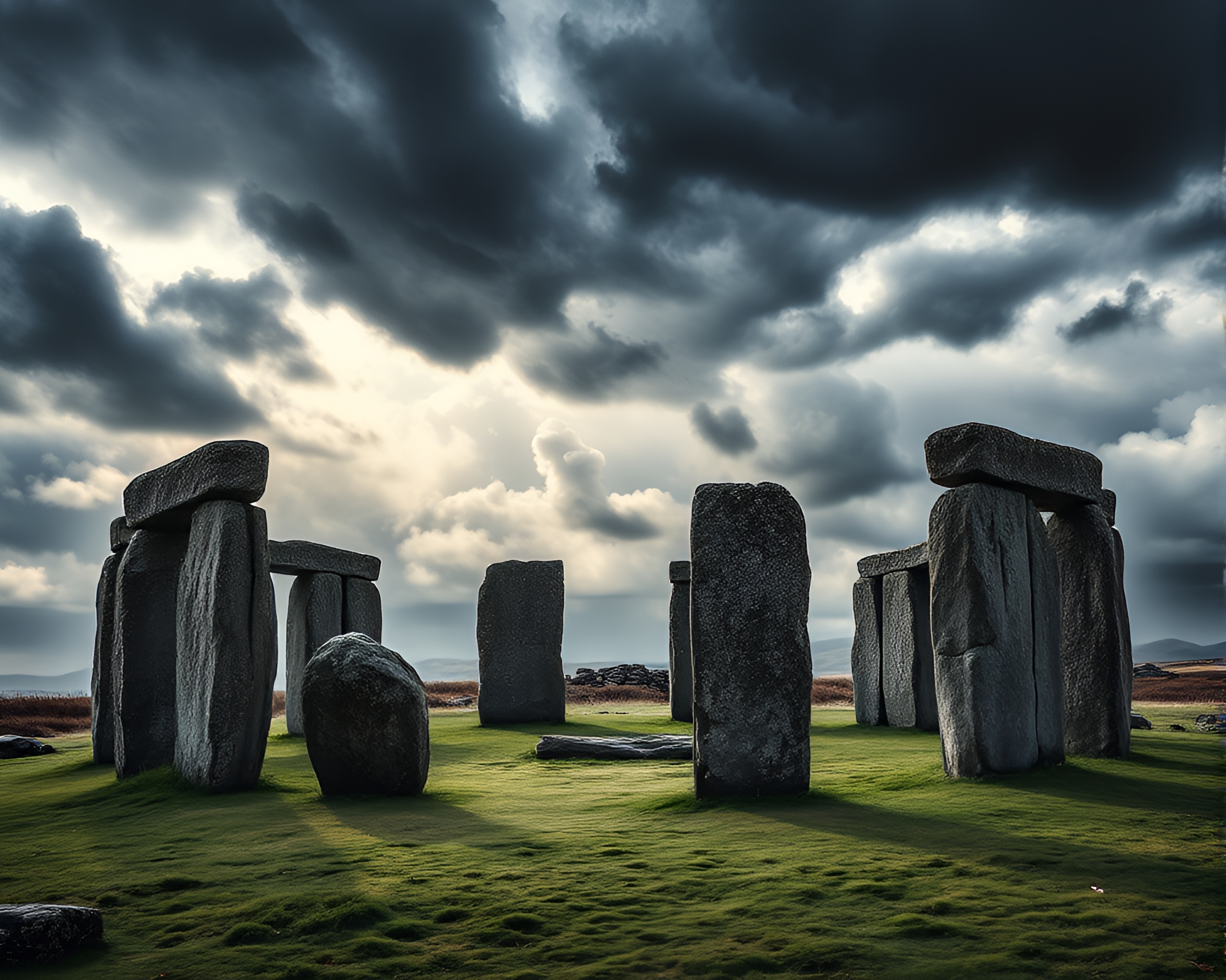 Mysterious Druidic Stone Circle Under Stormy Sky – free AI stock image