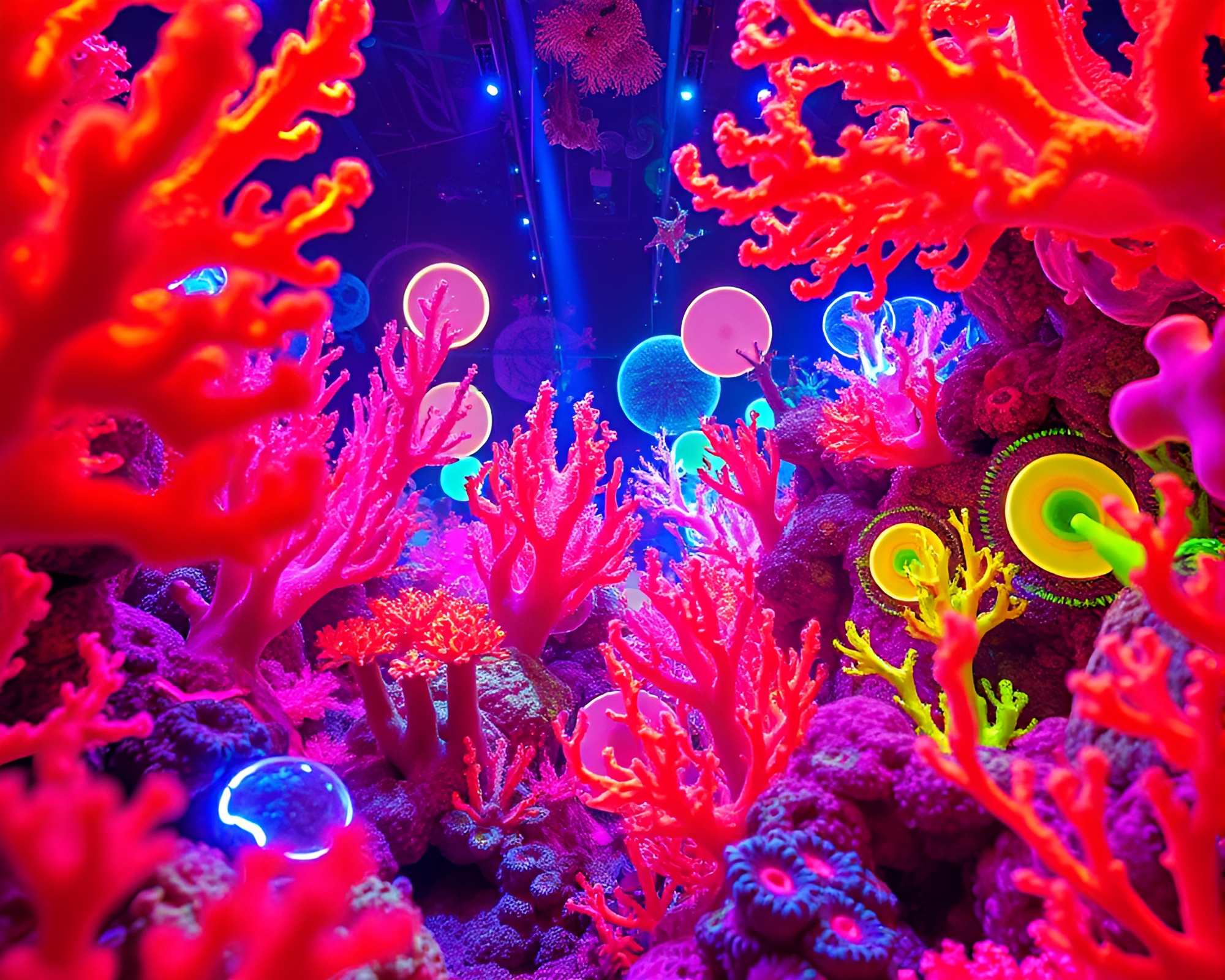 Neon-lit Alien Coral Forest Artistic Spectacle – free AI stock image