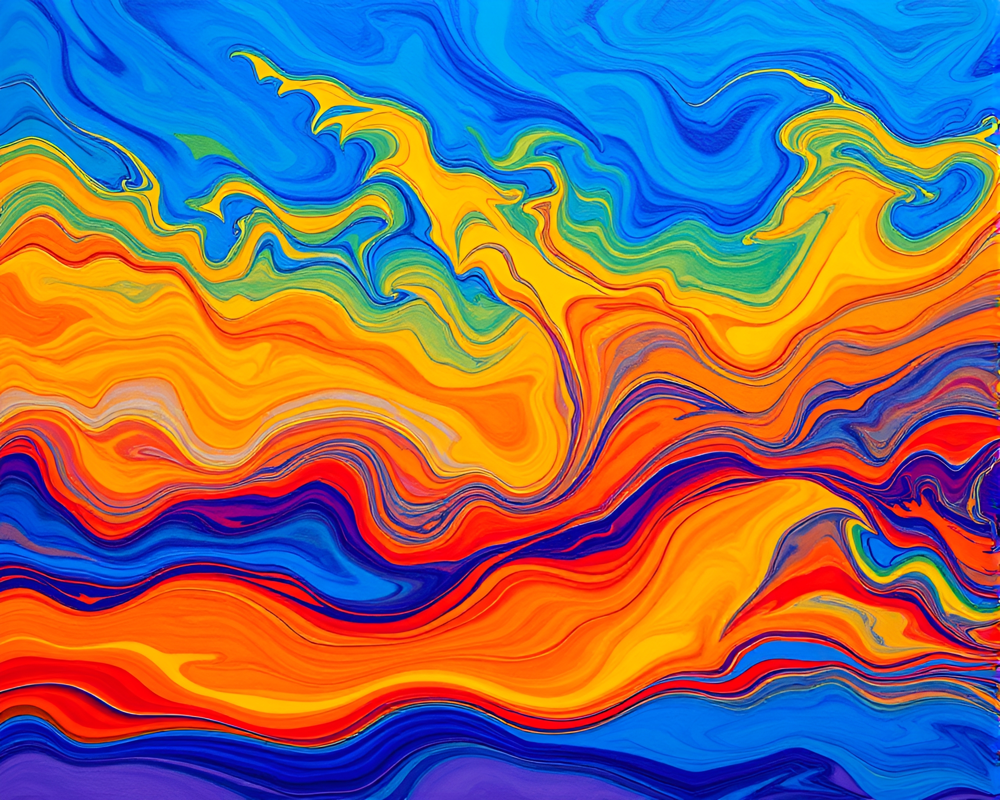 Vibrant Acrylic Paint Time-Lapse Harmony on Canvas – free AI stock image