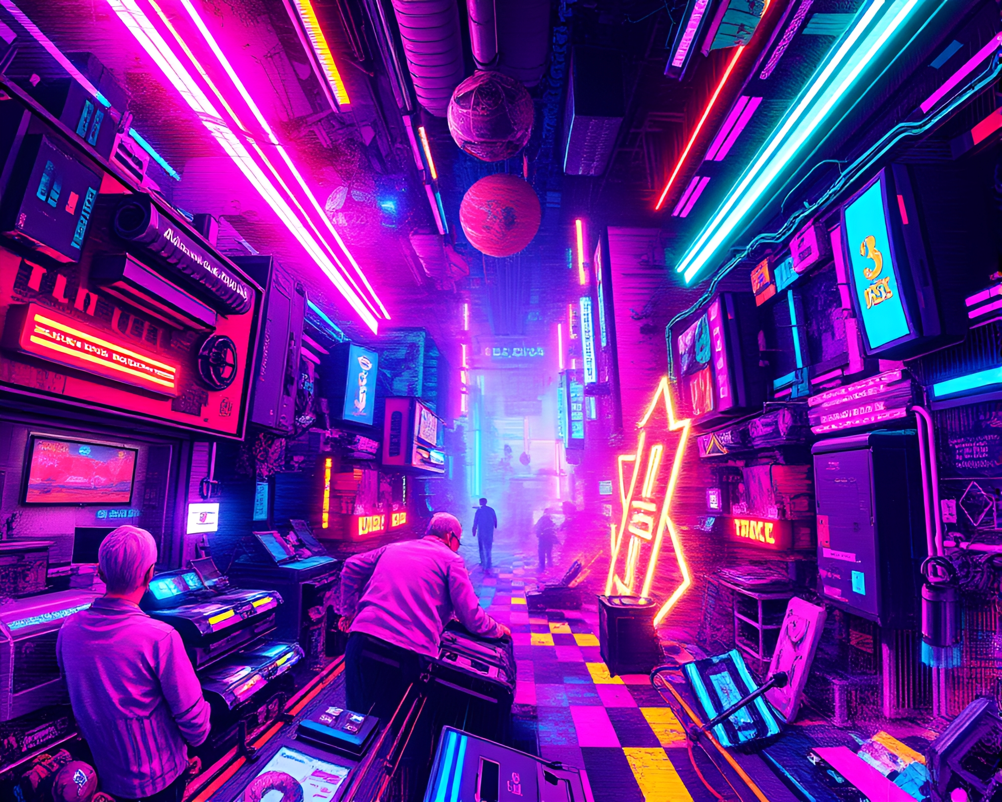 Futuristic Glitch Art: Vibrant Colors and Chaotic Neons – free AI stock image