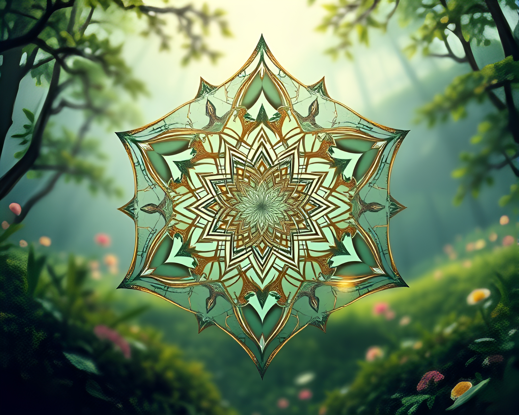 Serene Fractal Geometry Illustration in Tranquil Setting – free AI stock image