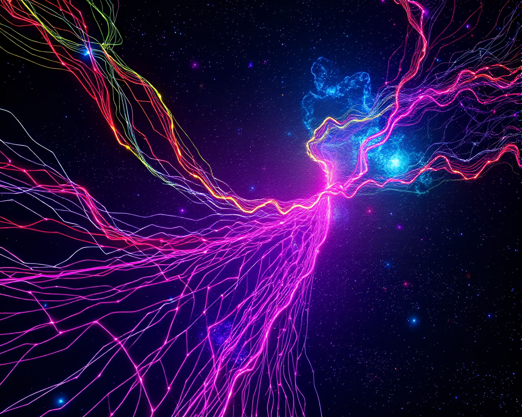 Vibrant Cosmic String Tapestry in Pixel Art – free AI stock image