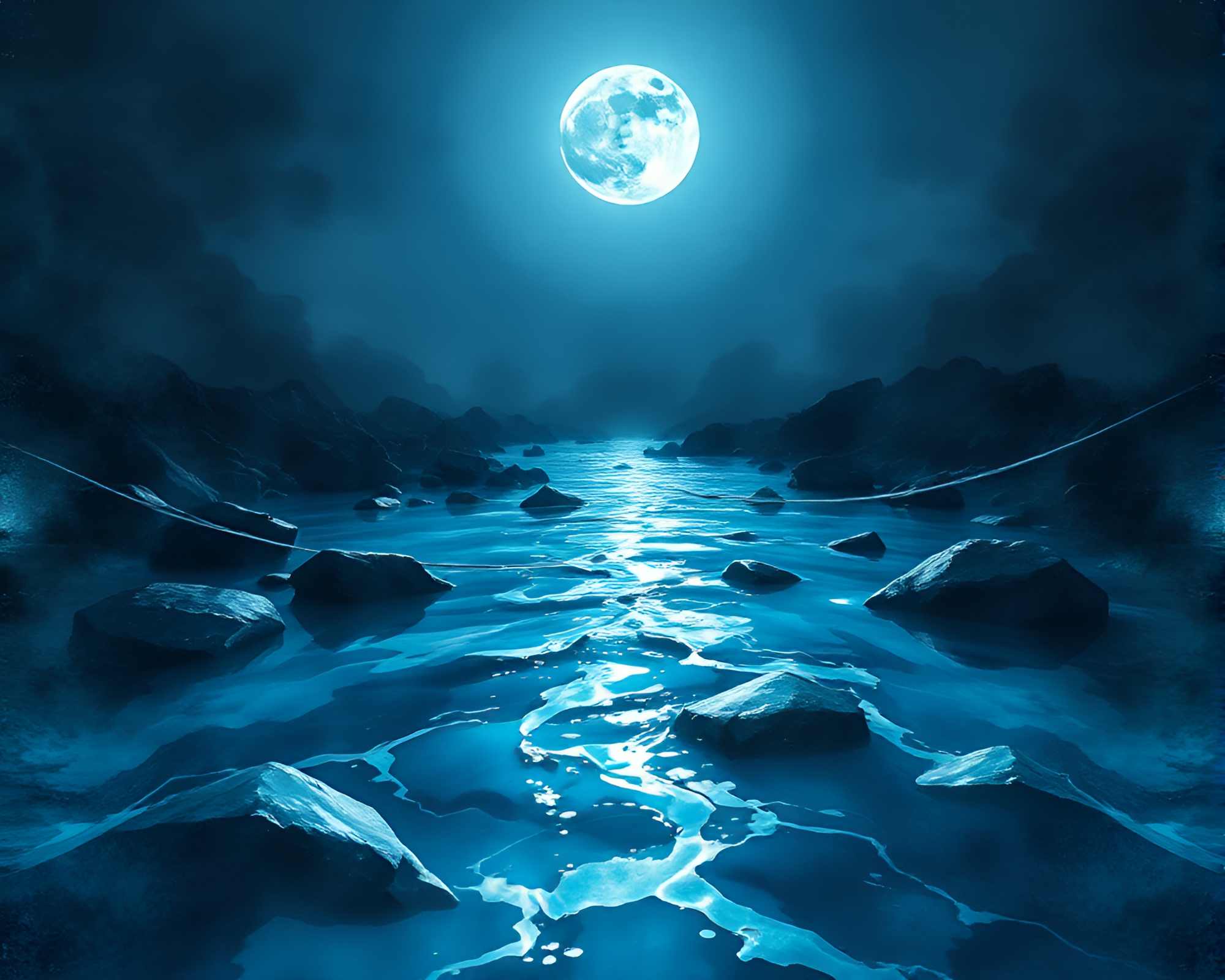 Enchanting Mercury River in Noir Watercolor Splash Style – free AI stock image