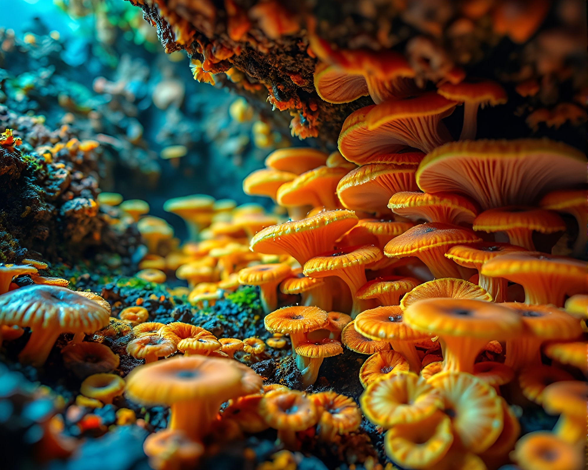 Vibrant Subterranean Fungus Forest in Macro Photography Marvel – free AI stock image