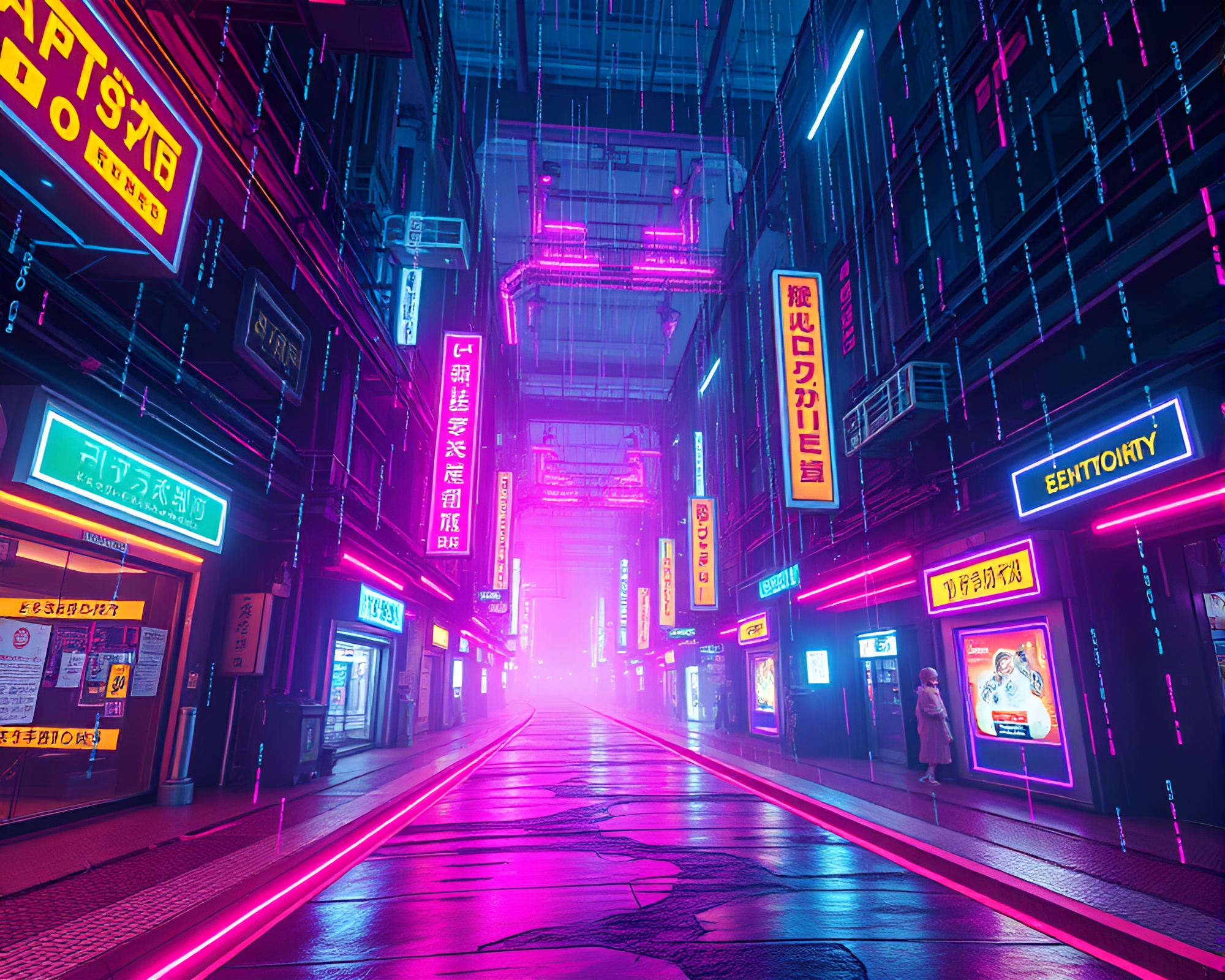 Futuristic Underground City Illuminated by Neon Lights – free AI stock image