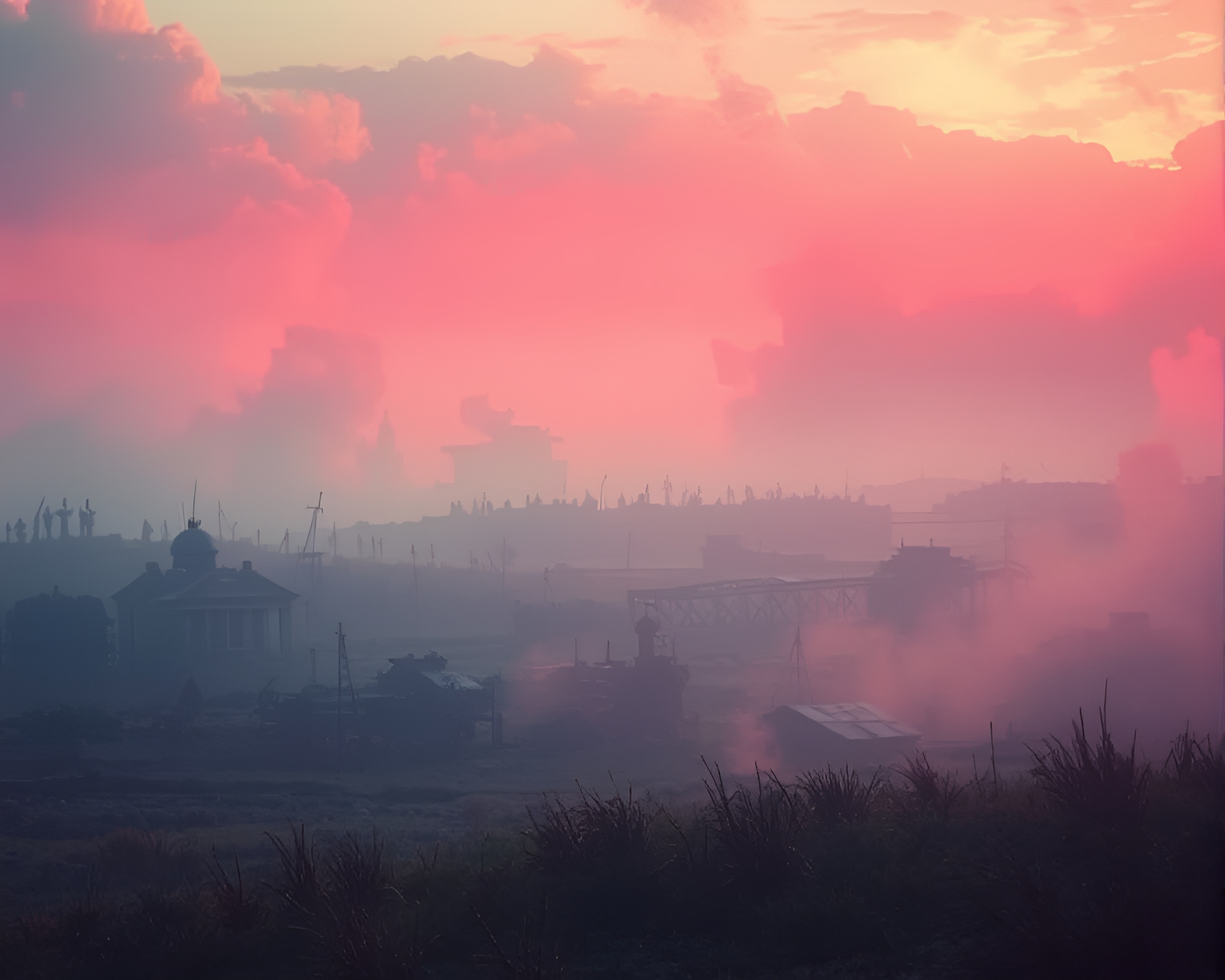 Spectral Battlefield: Serene Acrylic Painting – free AI stock image