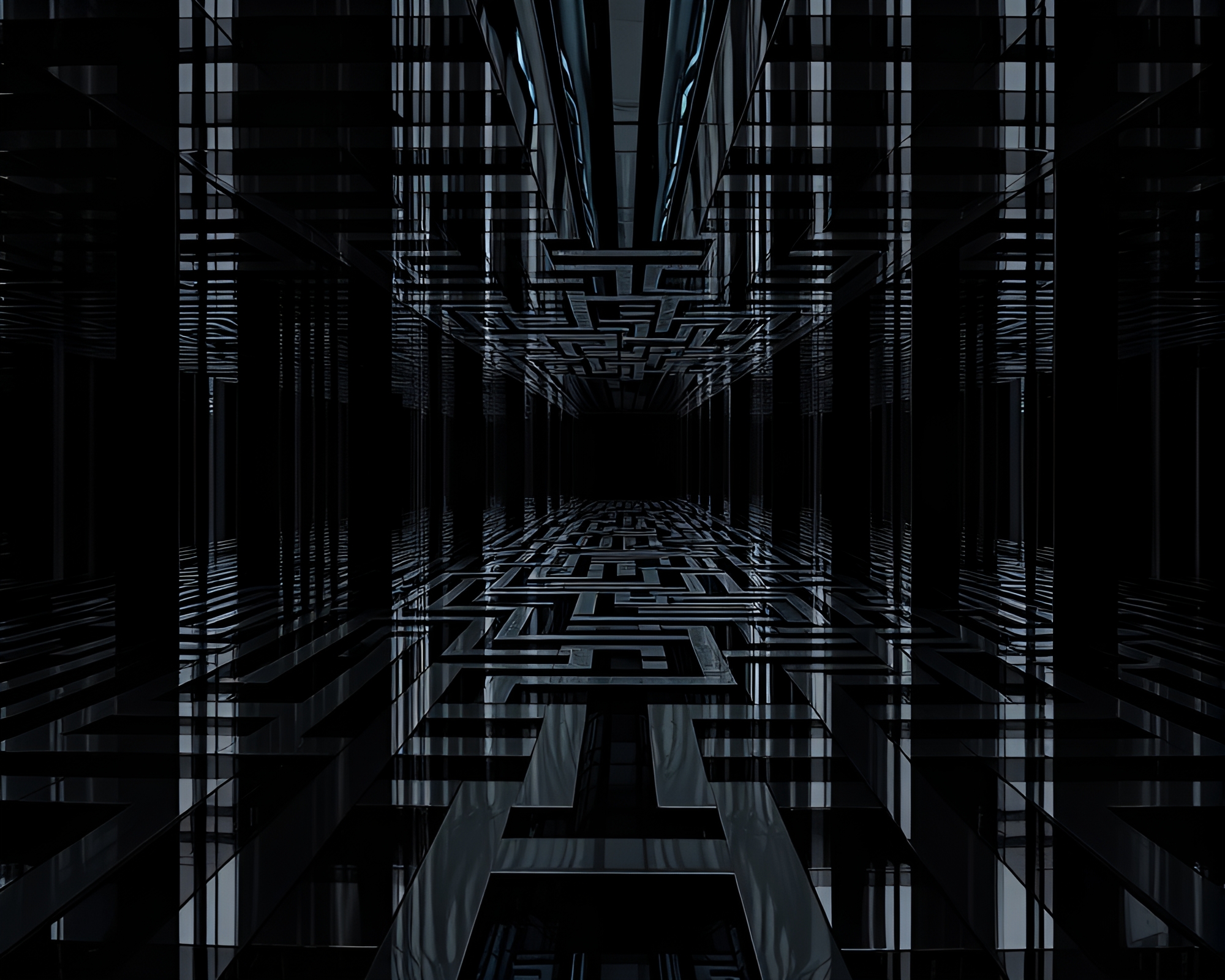 Ethereal Noir Mirror Labyrinth Stock Photo – free AI stock image