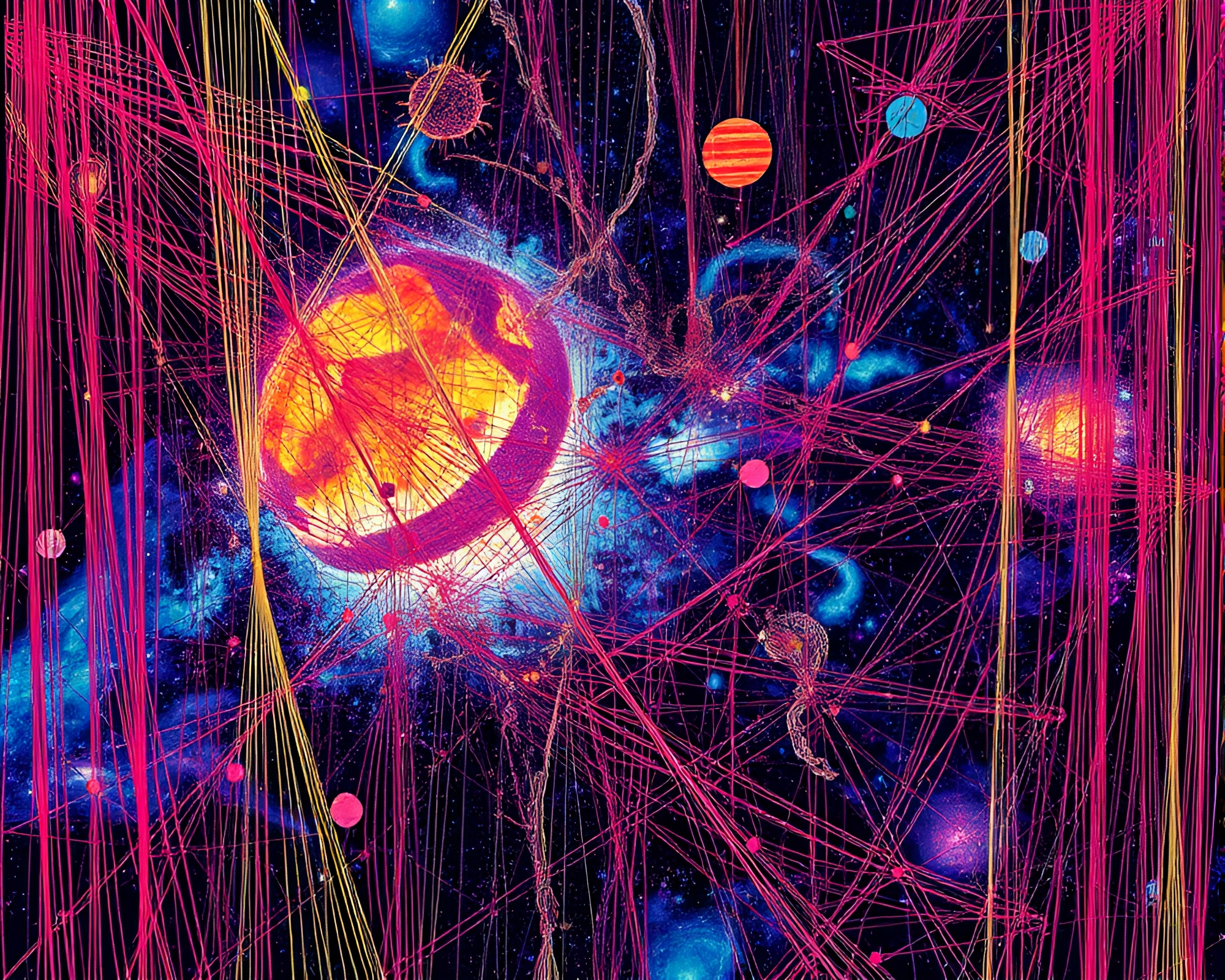 Vibrant Cosmic String Tapestry: Abstract Artwork – free AI stock image