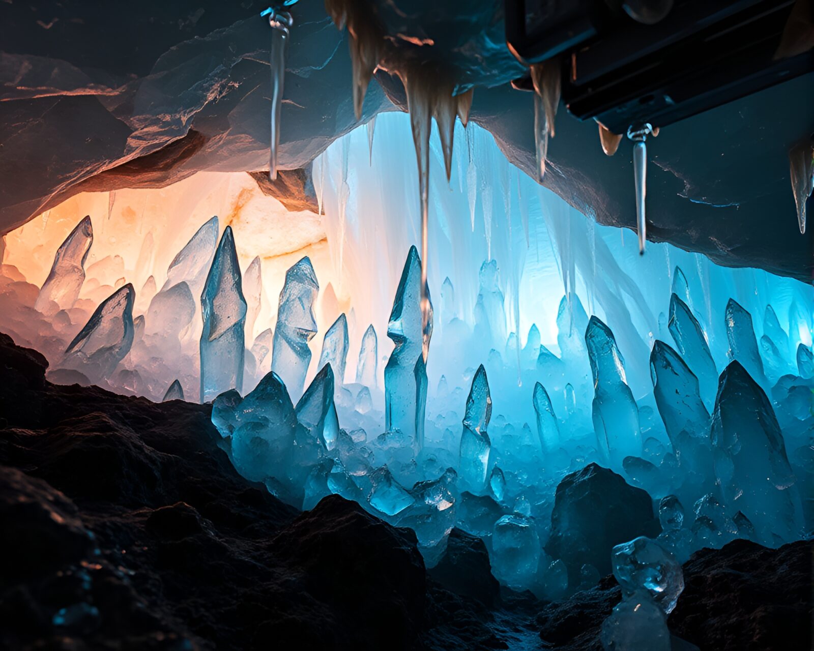 Mesmerizing and dreamlike acrylic formations in a crystalline cavern