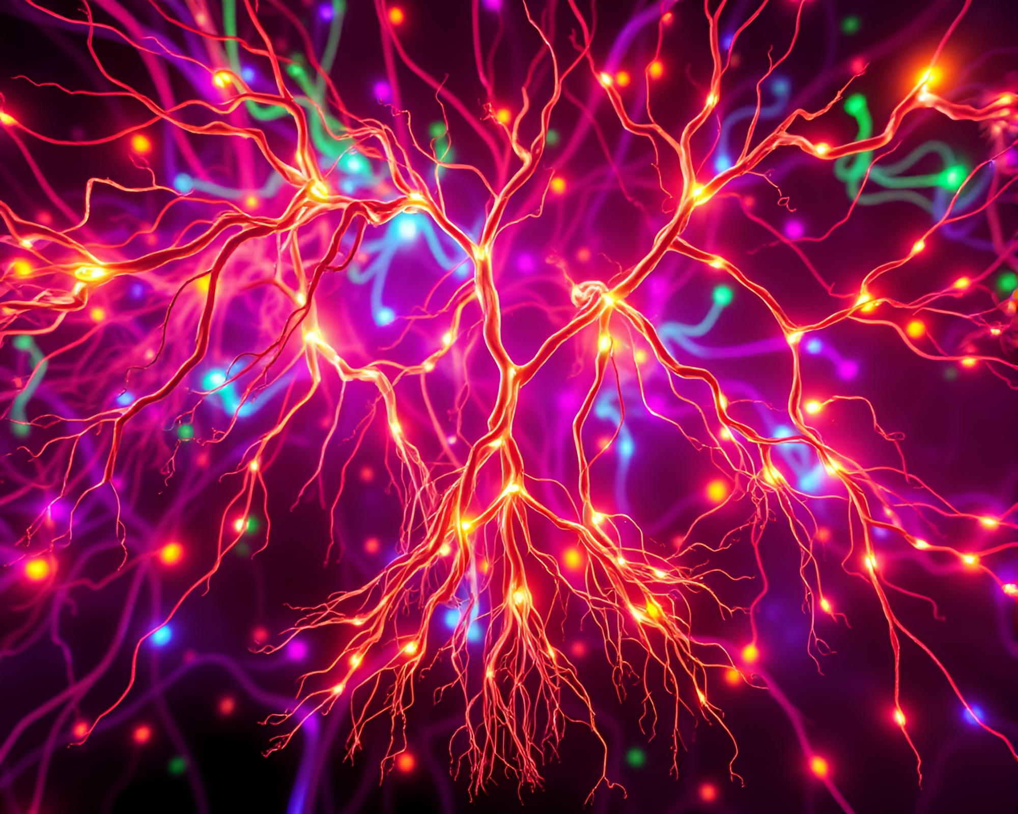 Vibrant Floating Roots Network in Abstract Art Piece – free AI stock image