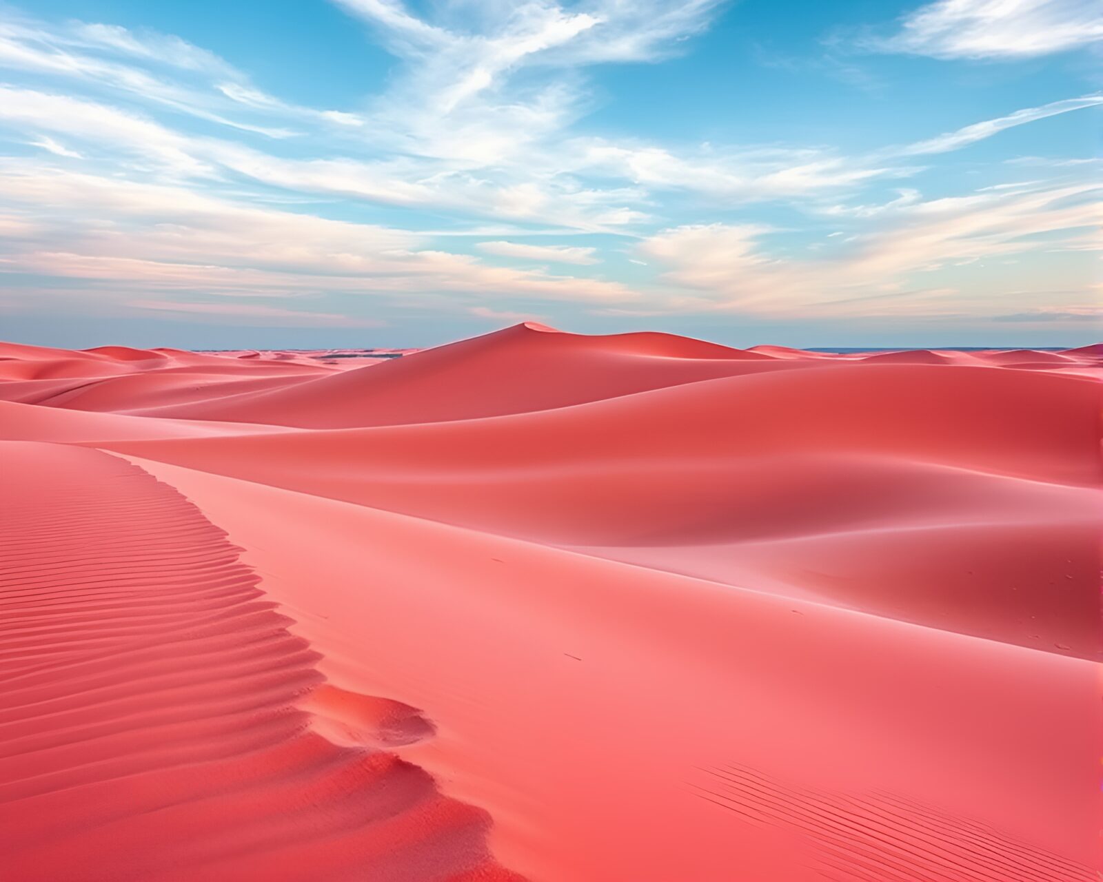 Soothing view of colorful sand dunes under peaceful sky