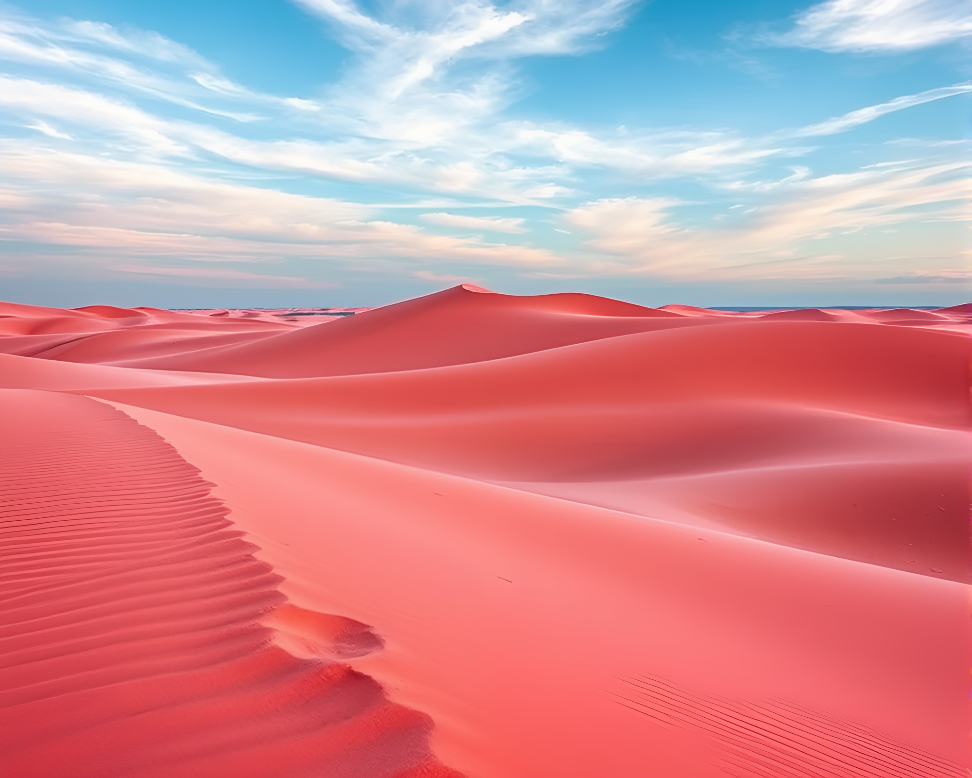 Coral Sand Dunes Bathed in Dreamy Watercolor Hues – free AI stock image
