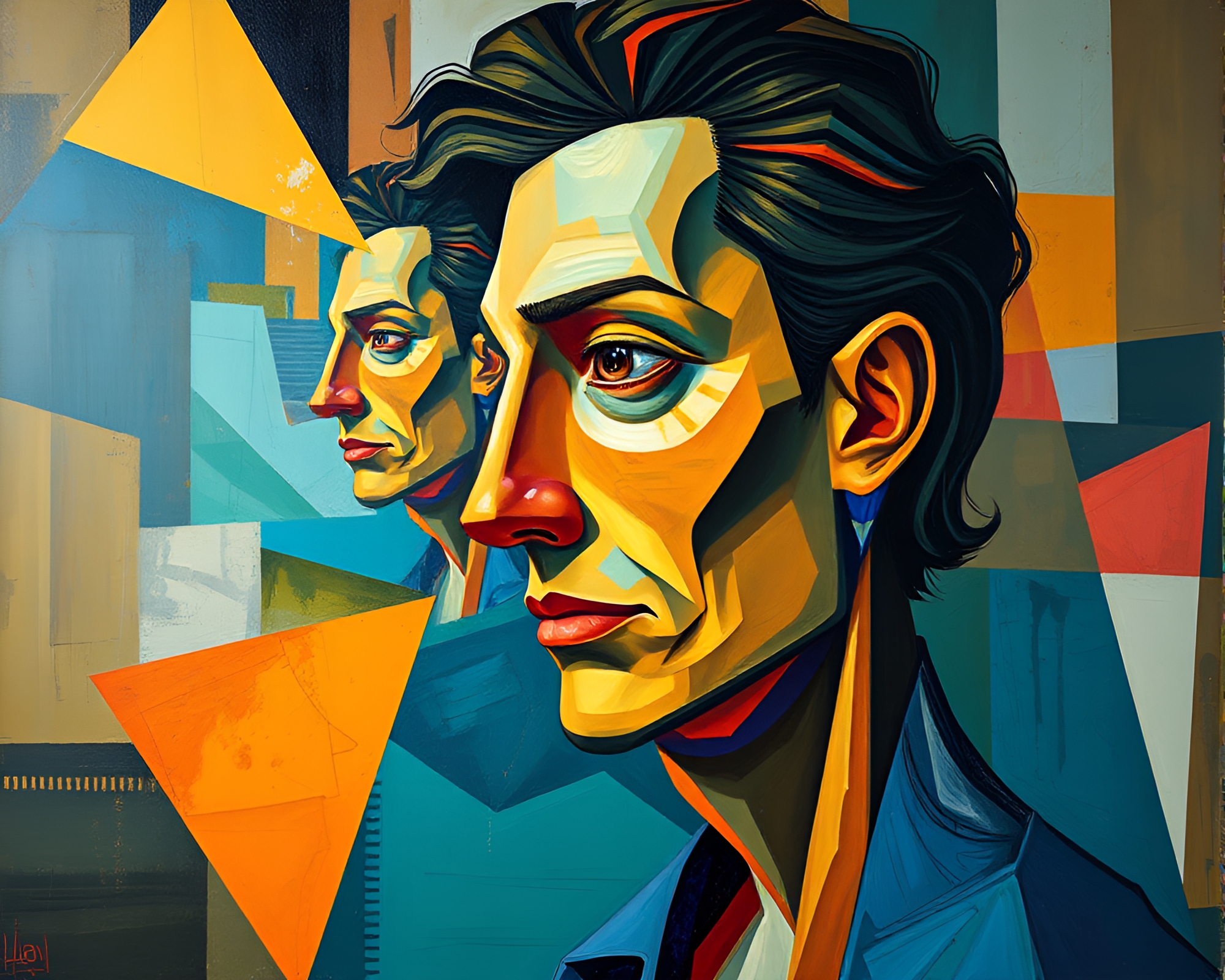 Surreal Cubism Artwork with Vibrant Colors and Geometric Shapes – free AI stock image