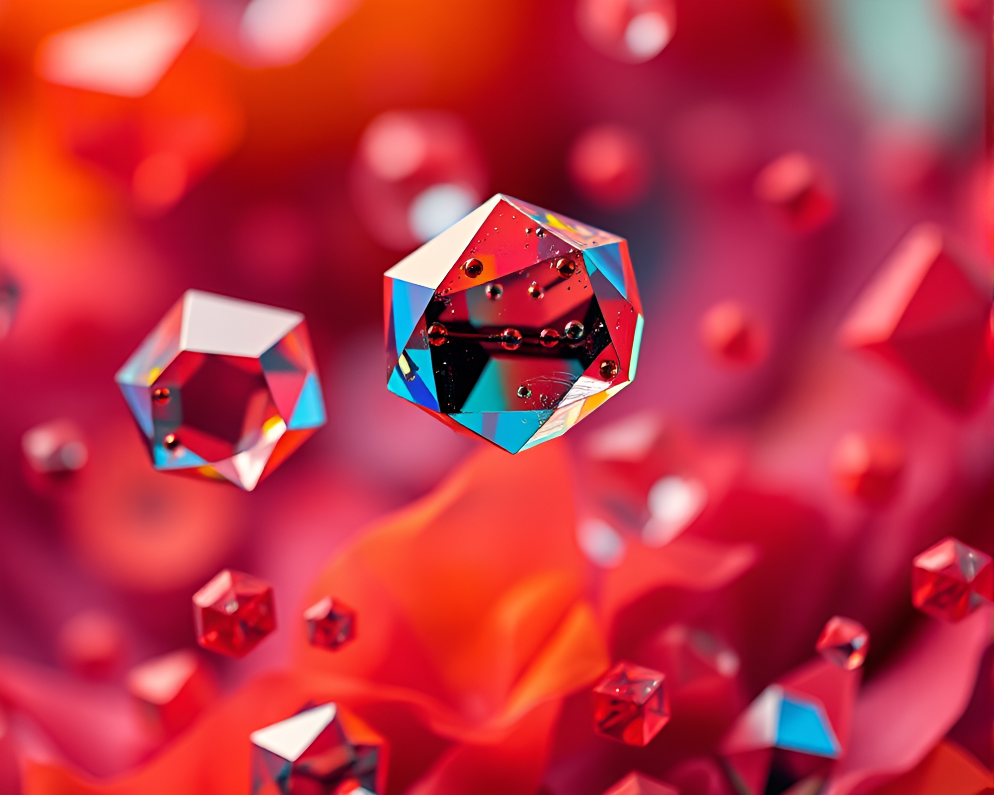 Vibrant Floating Geometric Shapes in Macro Photography – free AI stock image