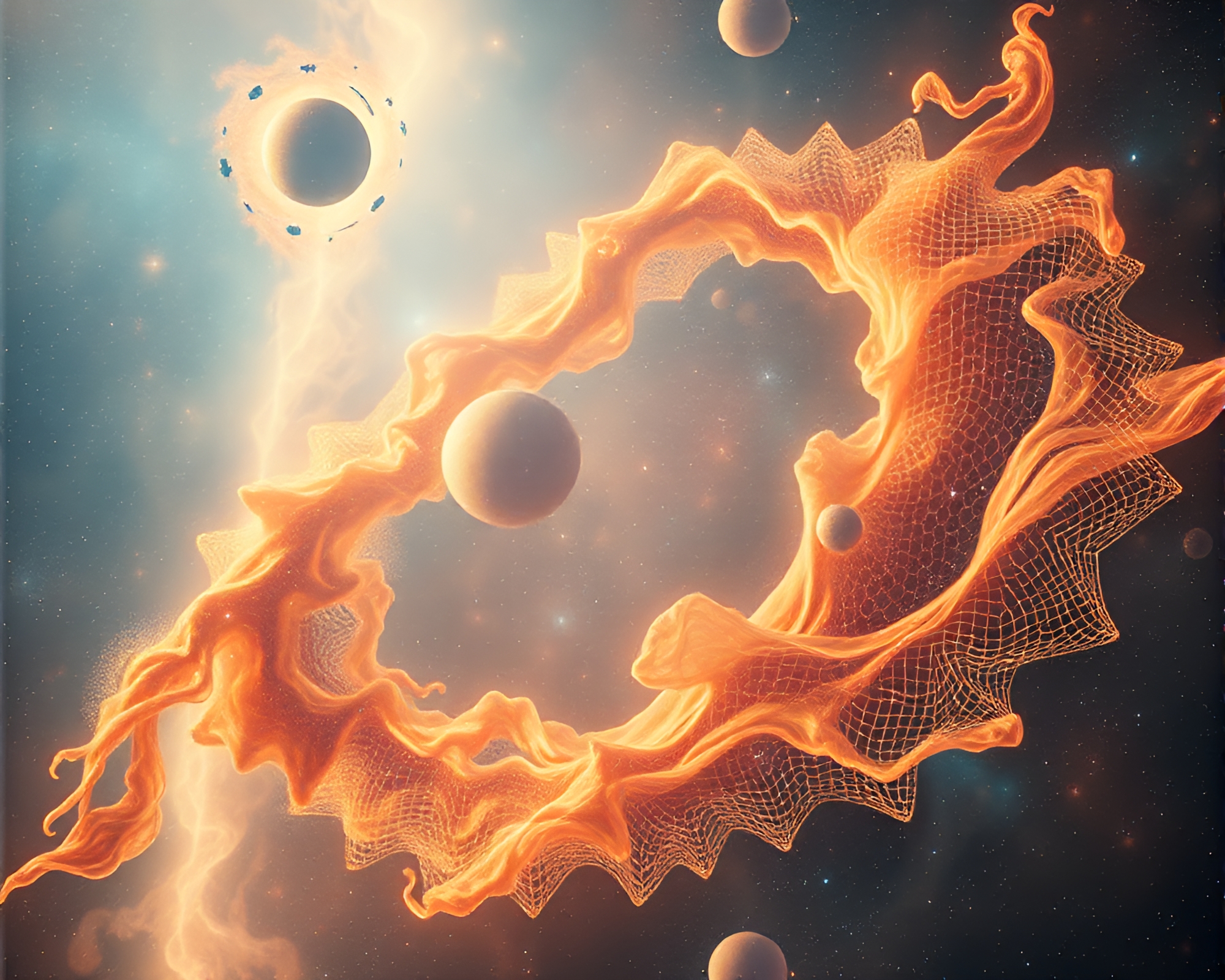 Intricate and Vibrant Cosmic Tapestry Floating in Ether – free AI stock image
