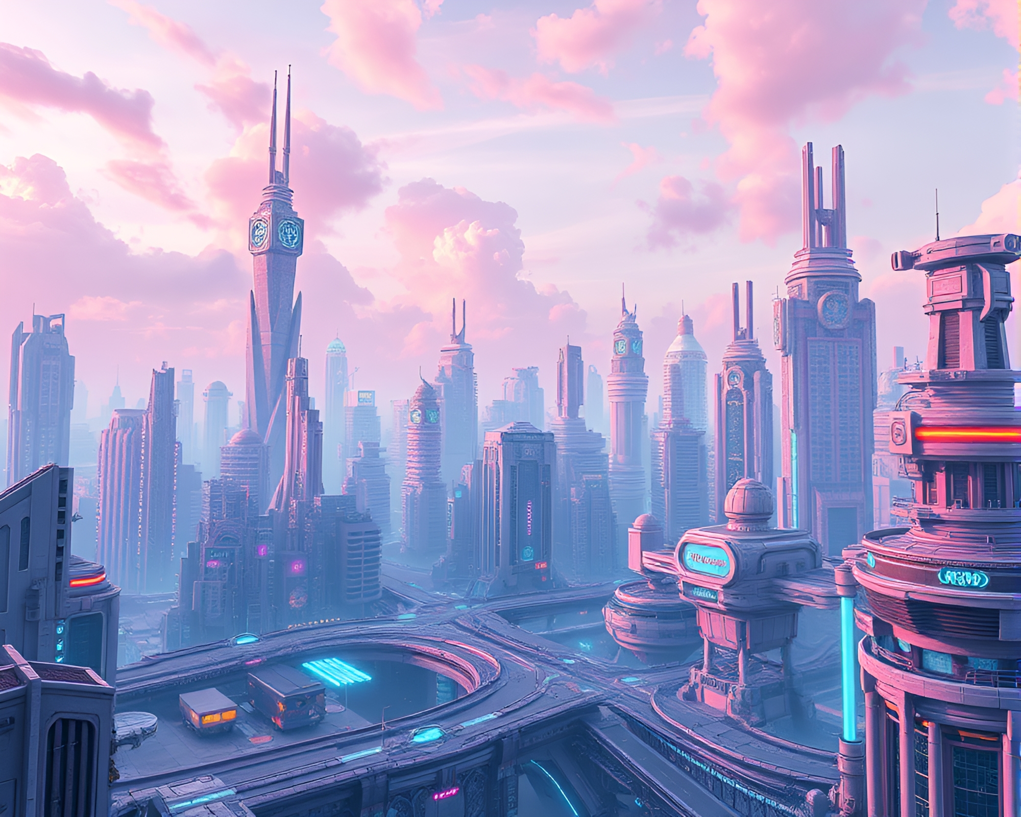 Dream-like Metropolis in Futuristic Game Concept – free AI stock image