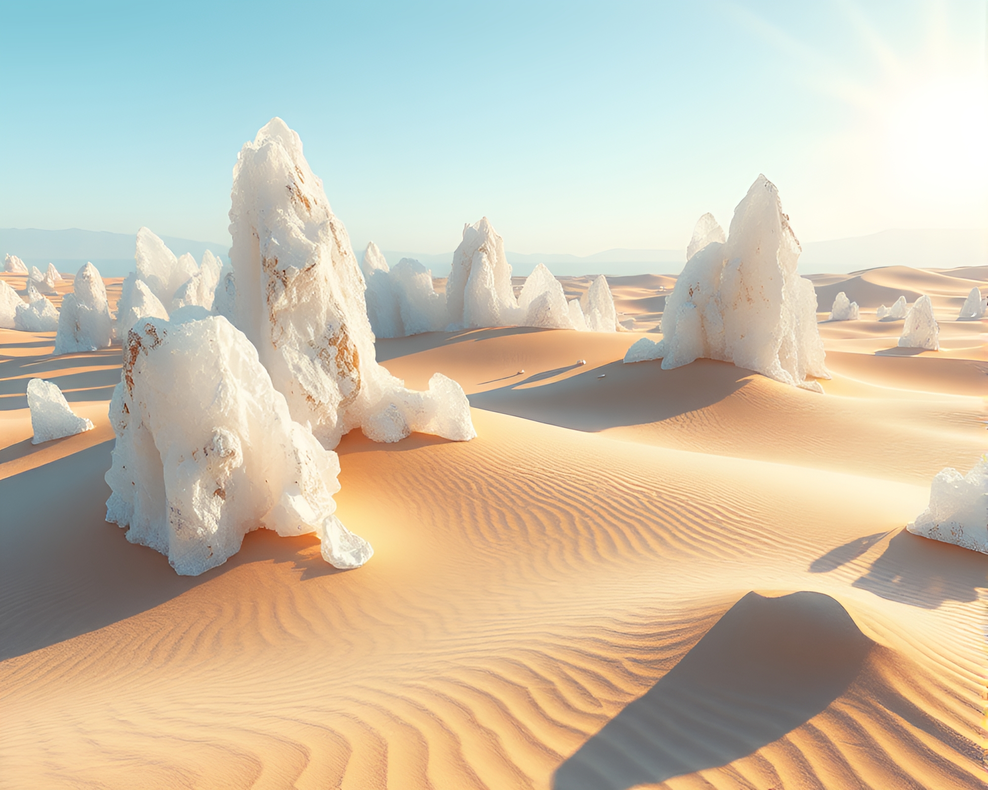 Ethereal Crystal Desert Landscape with Swirling Patterns – free AI stock image