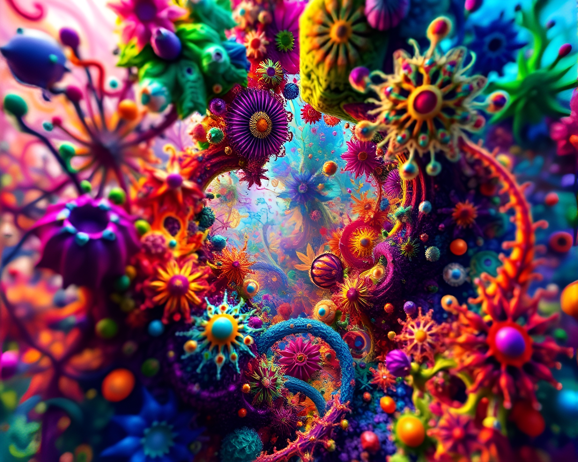 Vibrant Fractal Jungle: An Artistic Masterpiece of Intricate Patterns – free AI stock image