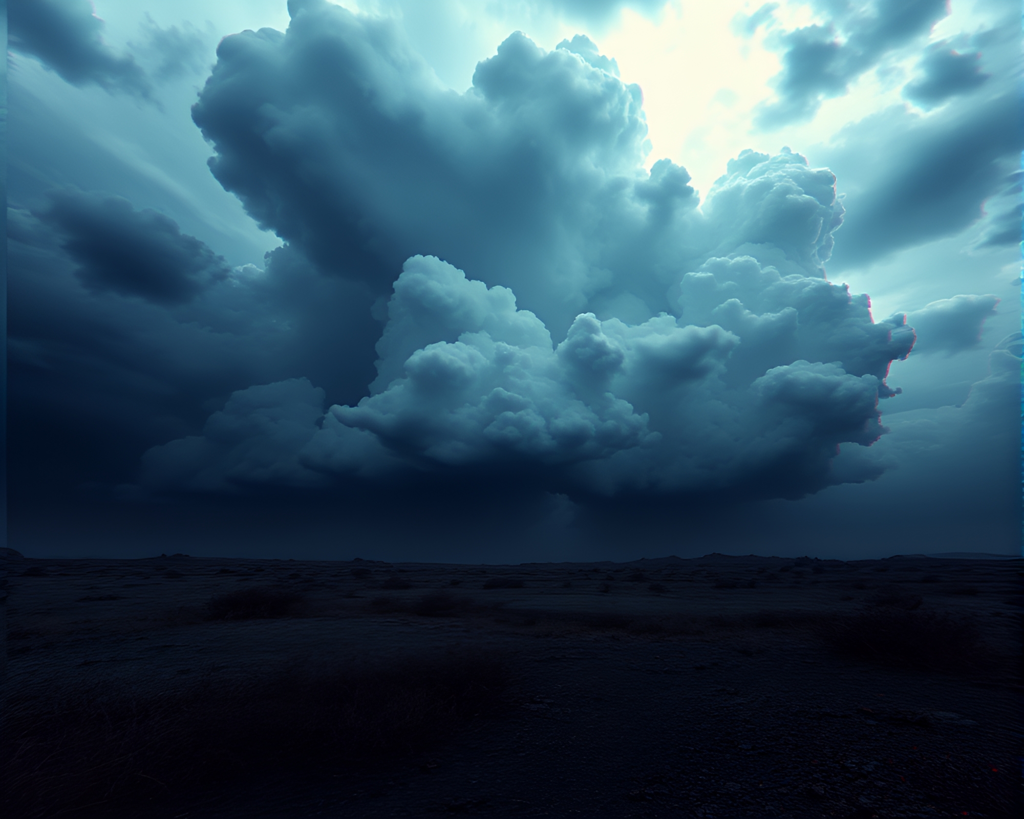 Dystopian Iron-Cloud Sky Glitch Art Landscape – free AI stock image