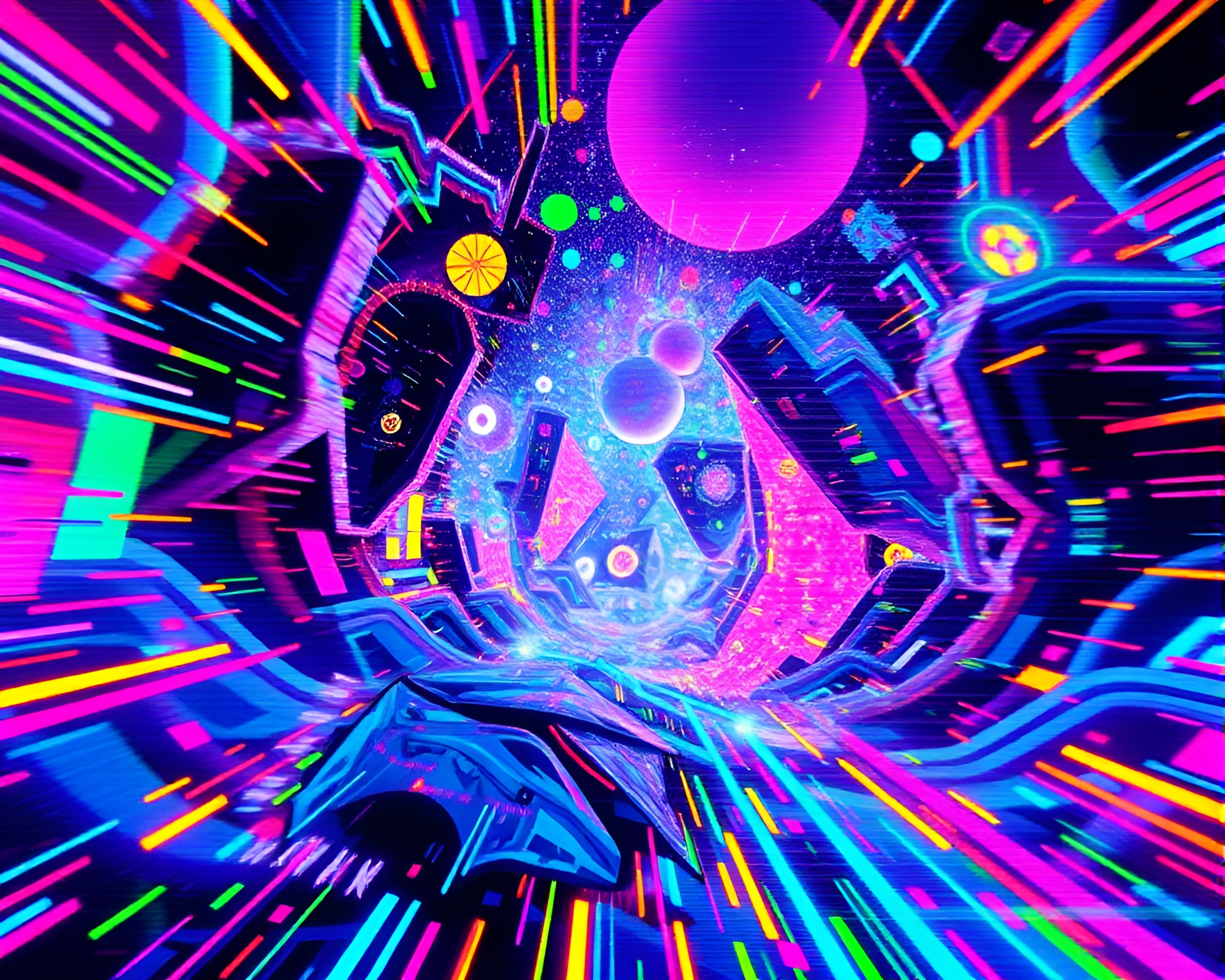 Psychedelic Glitch Realm: Colorful and Playful Digital Art – free AI stock image