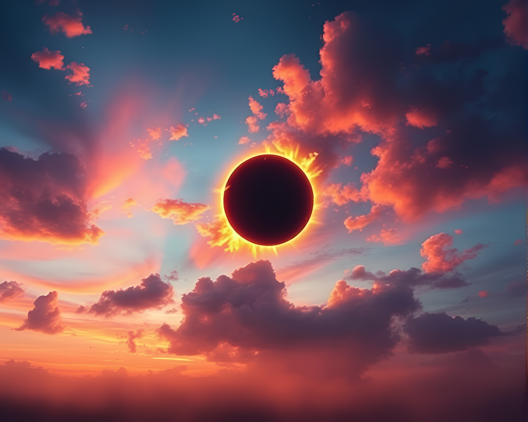 Vibrant Solar Eclipse Drifting in Dreamlike Setting – free AI stock image